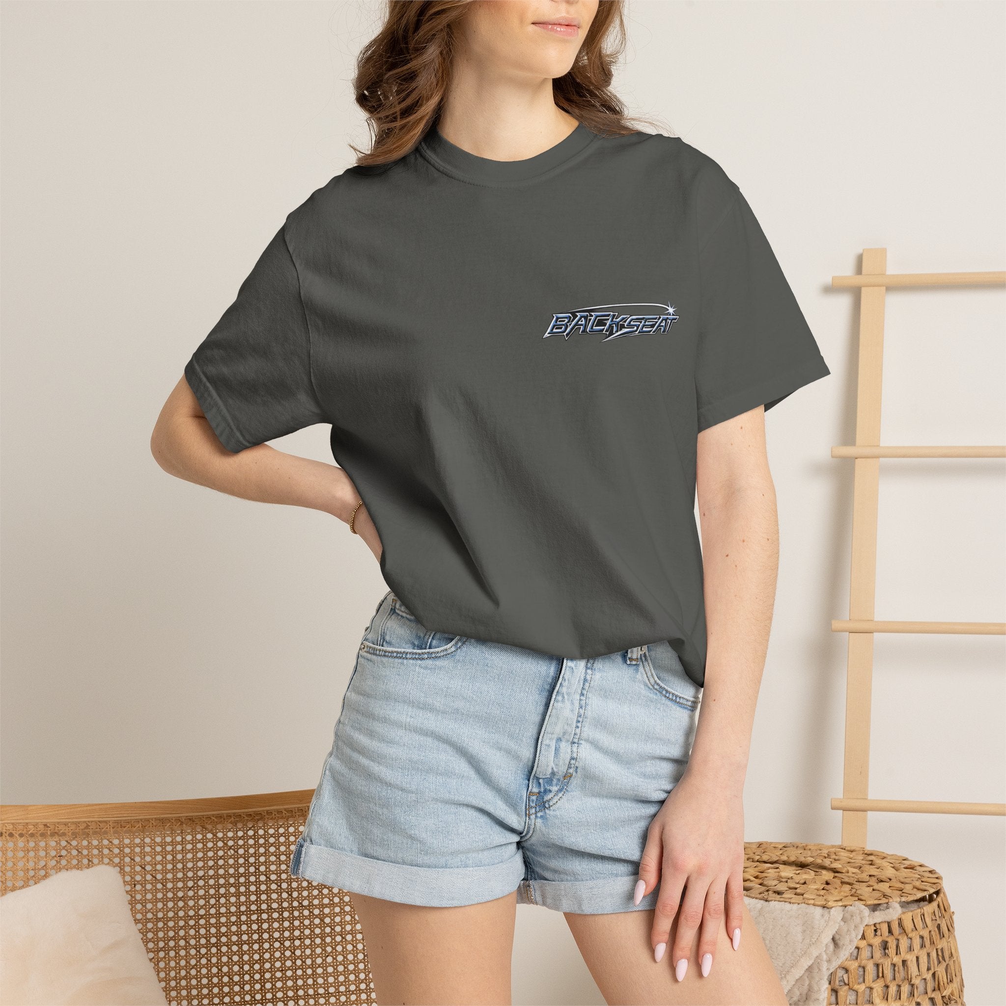 BACKSEAT Midnight Blue Graphic T-Shirt — Retro Racing Streetwear Tee