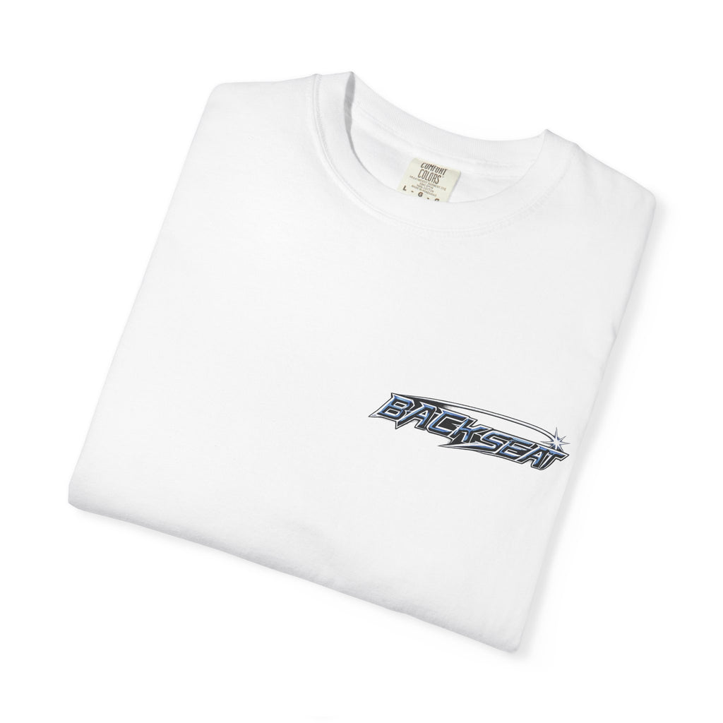 BACKSEAT Midnight Blue Graphic T-Shirt — Retro Racing Streetwear Tee
