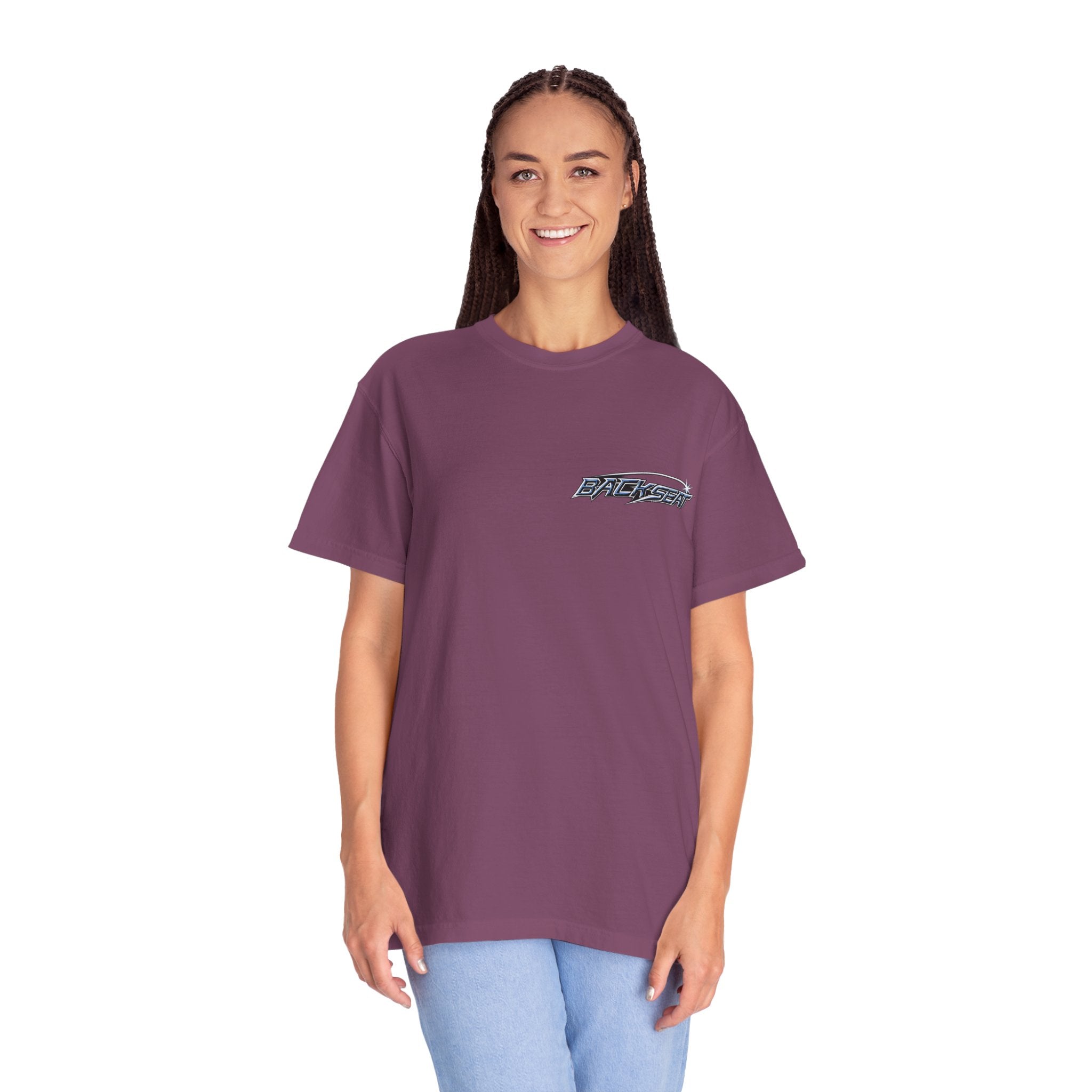 BACKSEAT Midnight Blue Graphic T-Shirt — Retro Racing Streetwear Tee