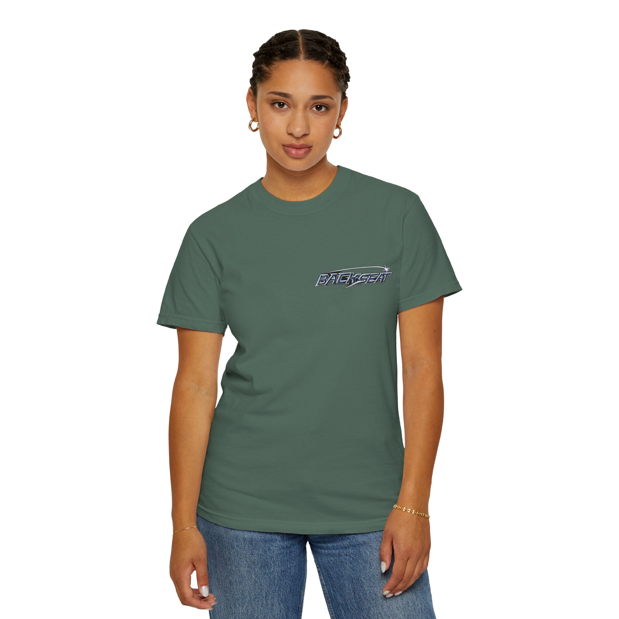 BACKSEAT Midnight Blue Graphic T-Shirt — Retro Racing Streetwear Tee