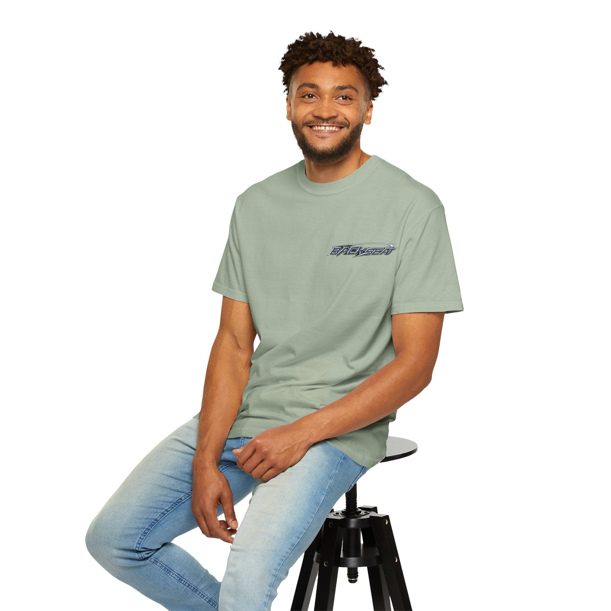 BACKSEAT Midnight Blue Graphic T-Shirt — Retro Racing Streetwear Tee
