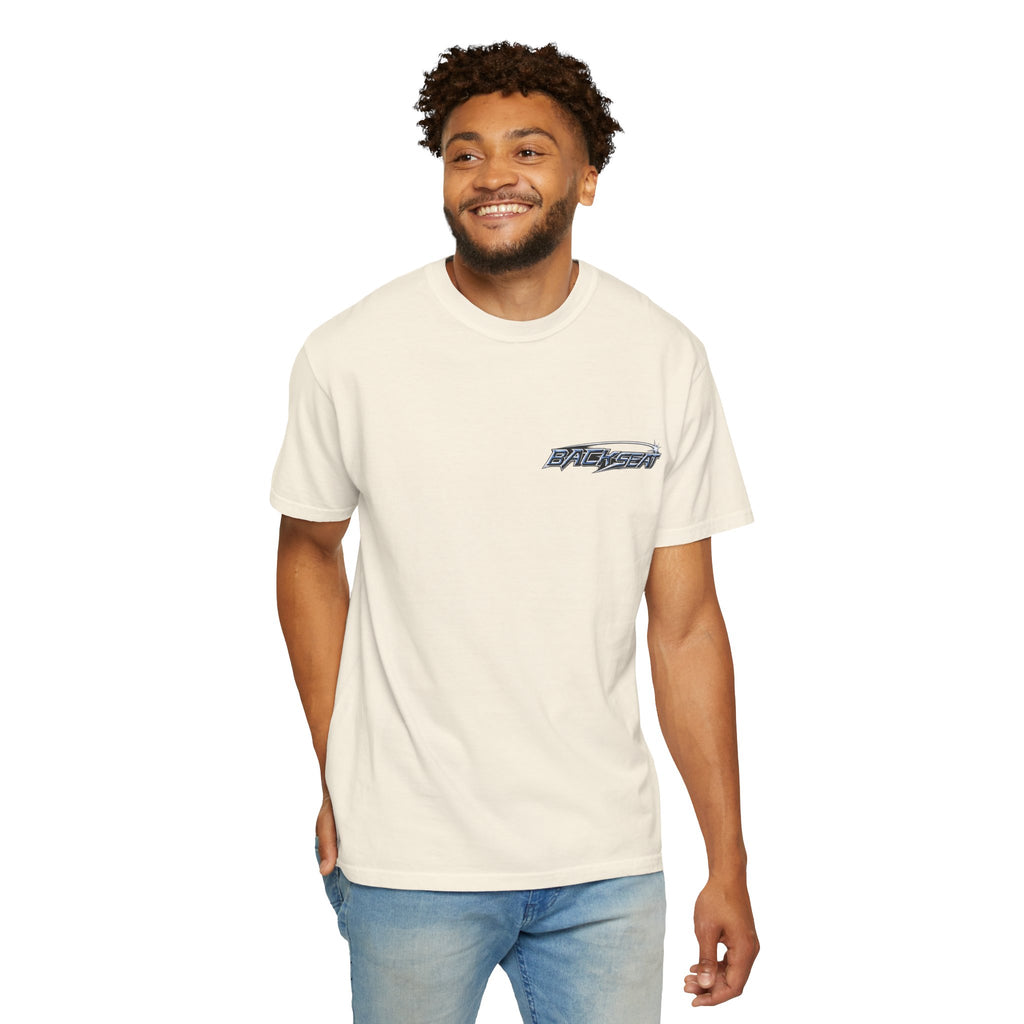 BACKSEAT Midnight Blue Graphic T-Shirt — Retro Racing Streetwear Tee