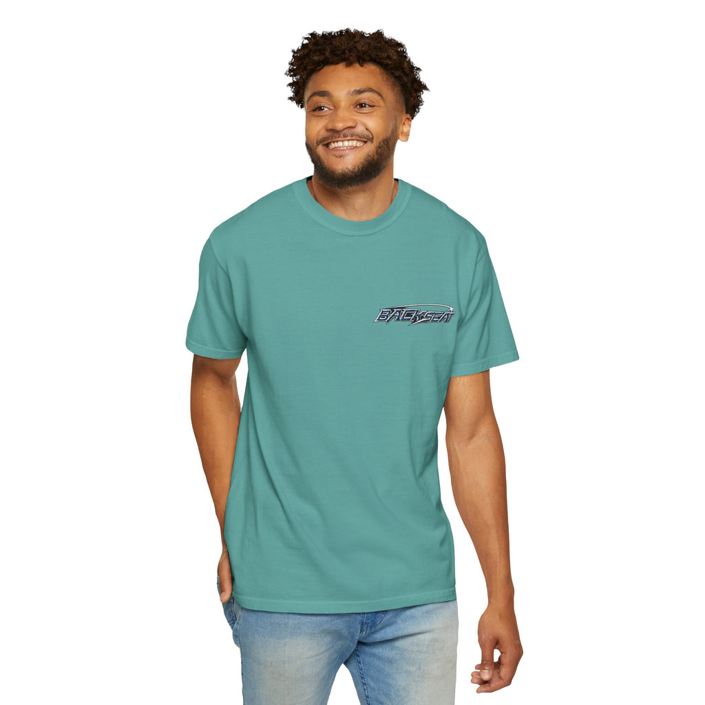 BACKSEAT Midnight Blue Graphic T-Shirt — Retro Racing Streetwear Tee