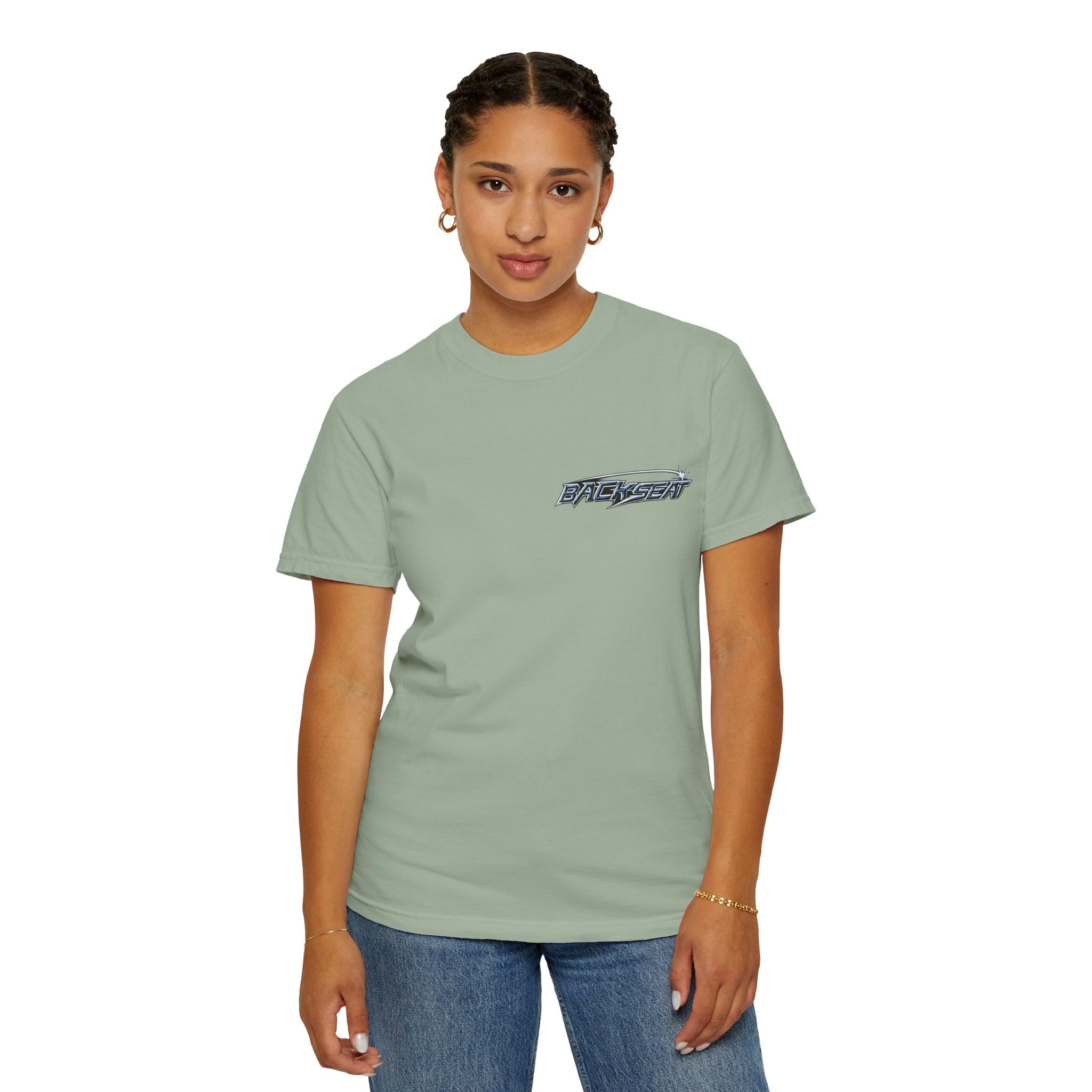 BACKSEAT Midnight Blue Graphic T-Shirt — Retro Racing Streetwear Tee