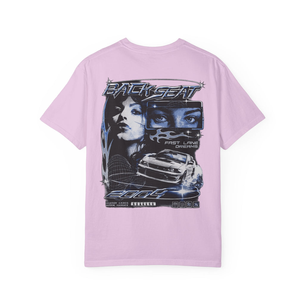 BACKSEAT Midnight Blue Graphic T-Shirt — Retro Racing Streetwear Tee