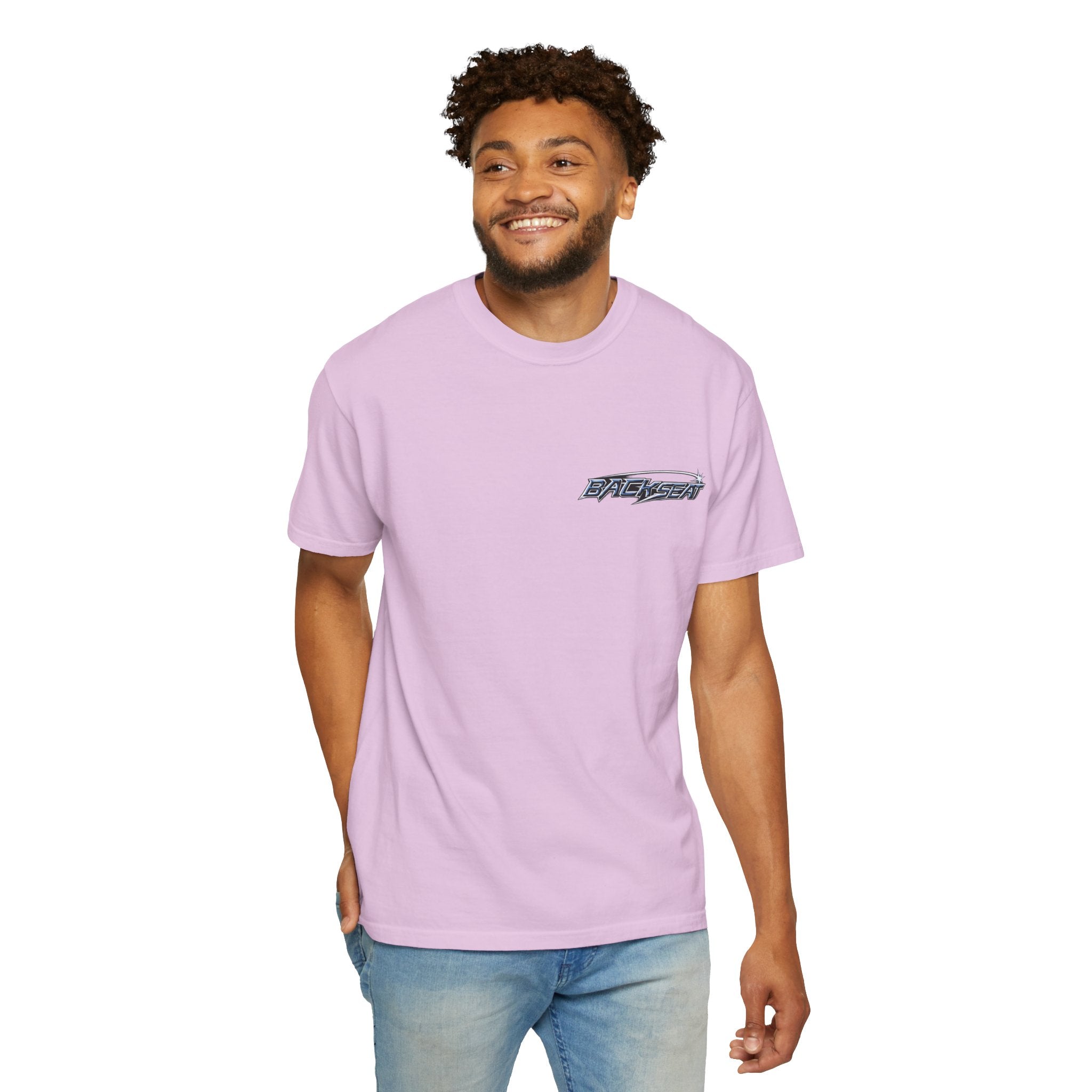 BACKSEAT Midnight Blue Graphic T-Shirt — Retro Racing Streetwear Tee