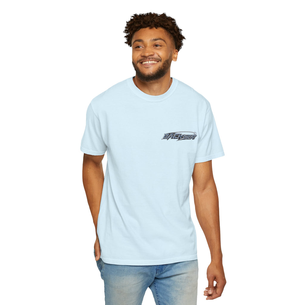 BACKSEAT Midnight Blue Graphic T-Shirt — Retro Racing Streetwear Tee