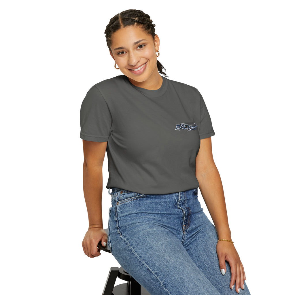 BACKSEAT Midnight Blue Graphic T-Shirt — Retro Racing Streetwear Tee