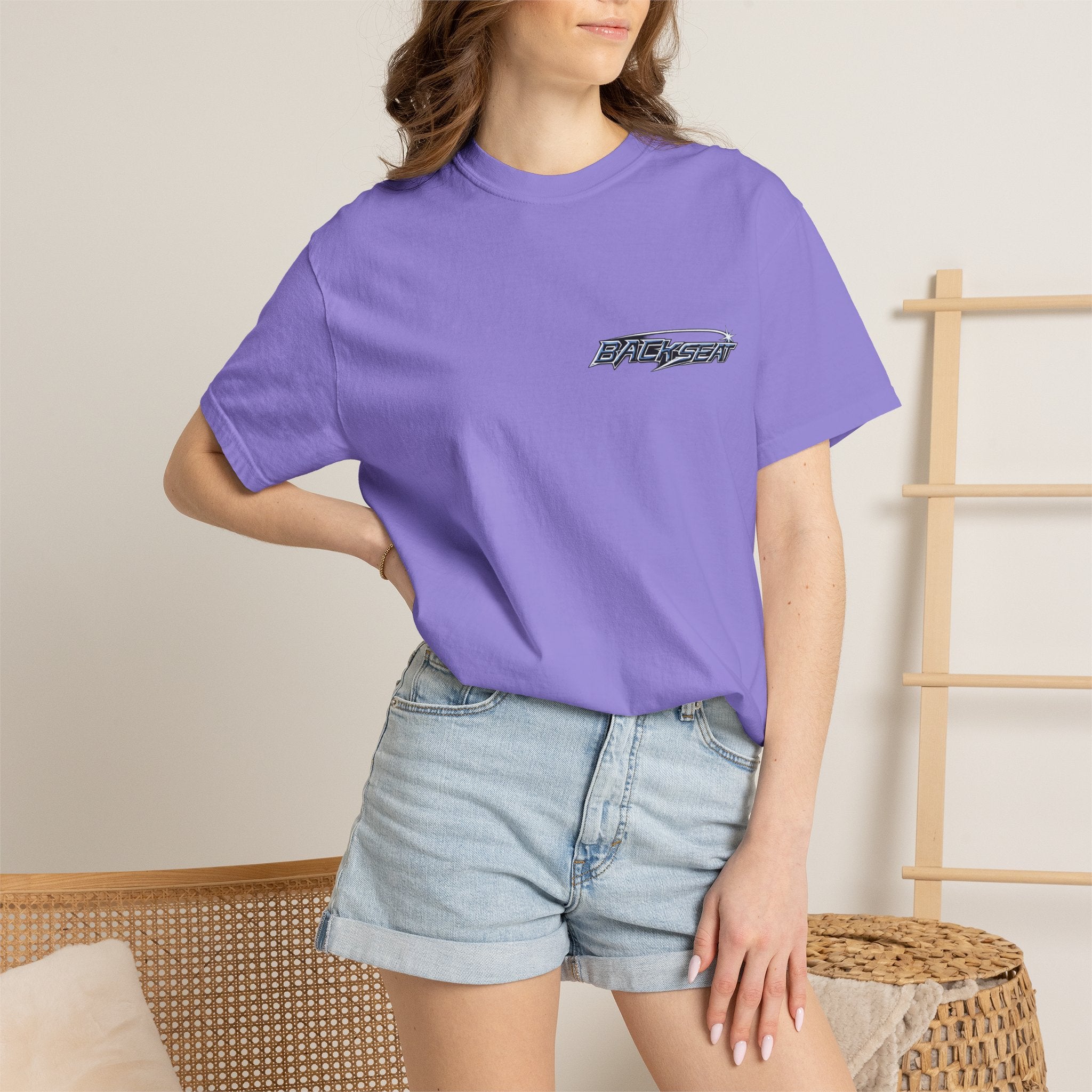 BACKSEAT Midnight Blue Graphic T-Shirt — Retro Racing Streetwear Tee