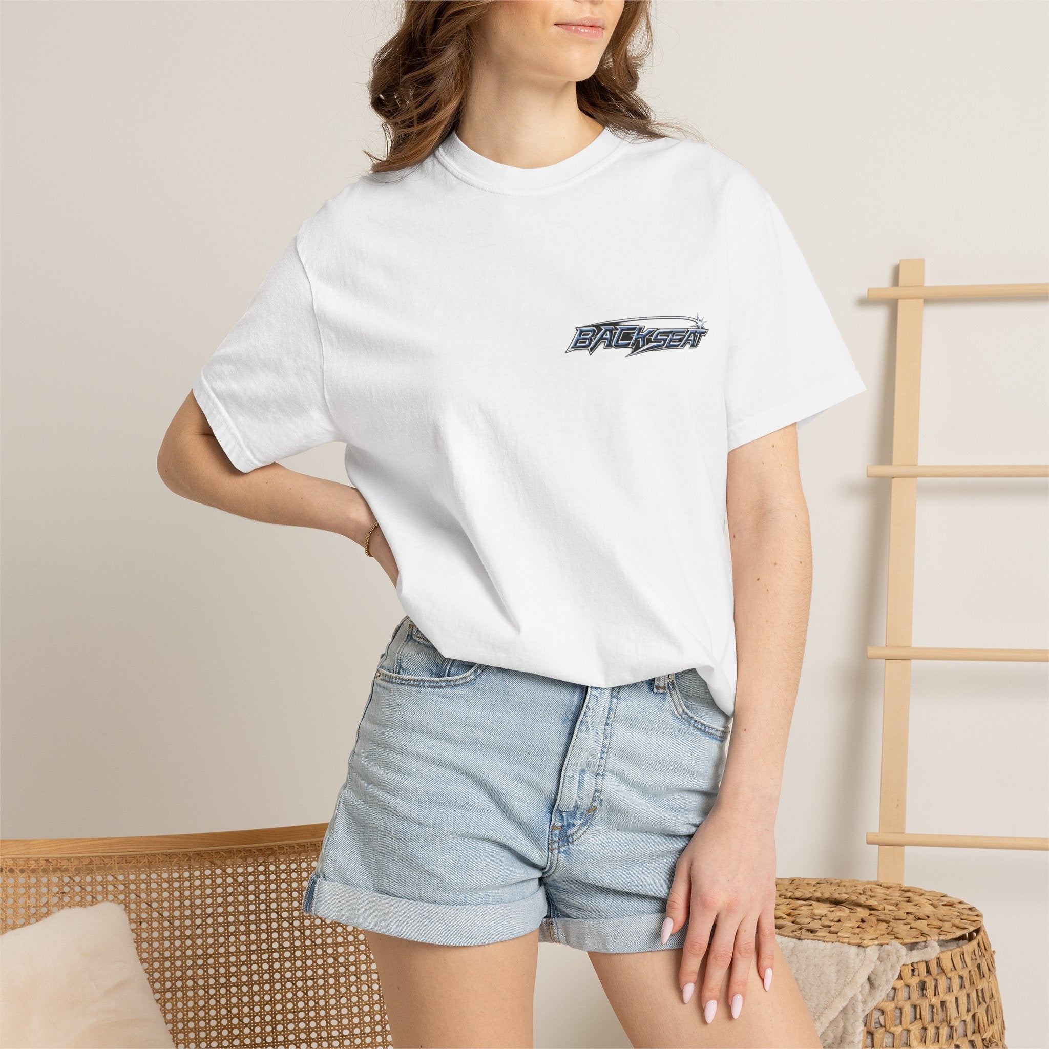 BACKSEAT Midnight Blue Graphic T-Shirt — Retro Racing Streetwear Tee