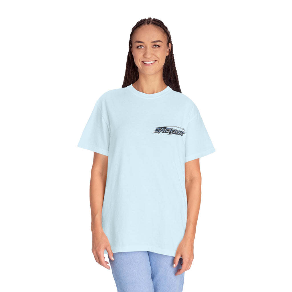BACKSEAT Midnight Blue Graphic T-Shirt — Retro Racing Streetwear Tee