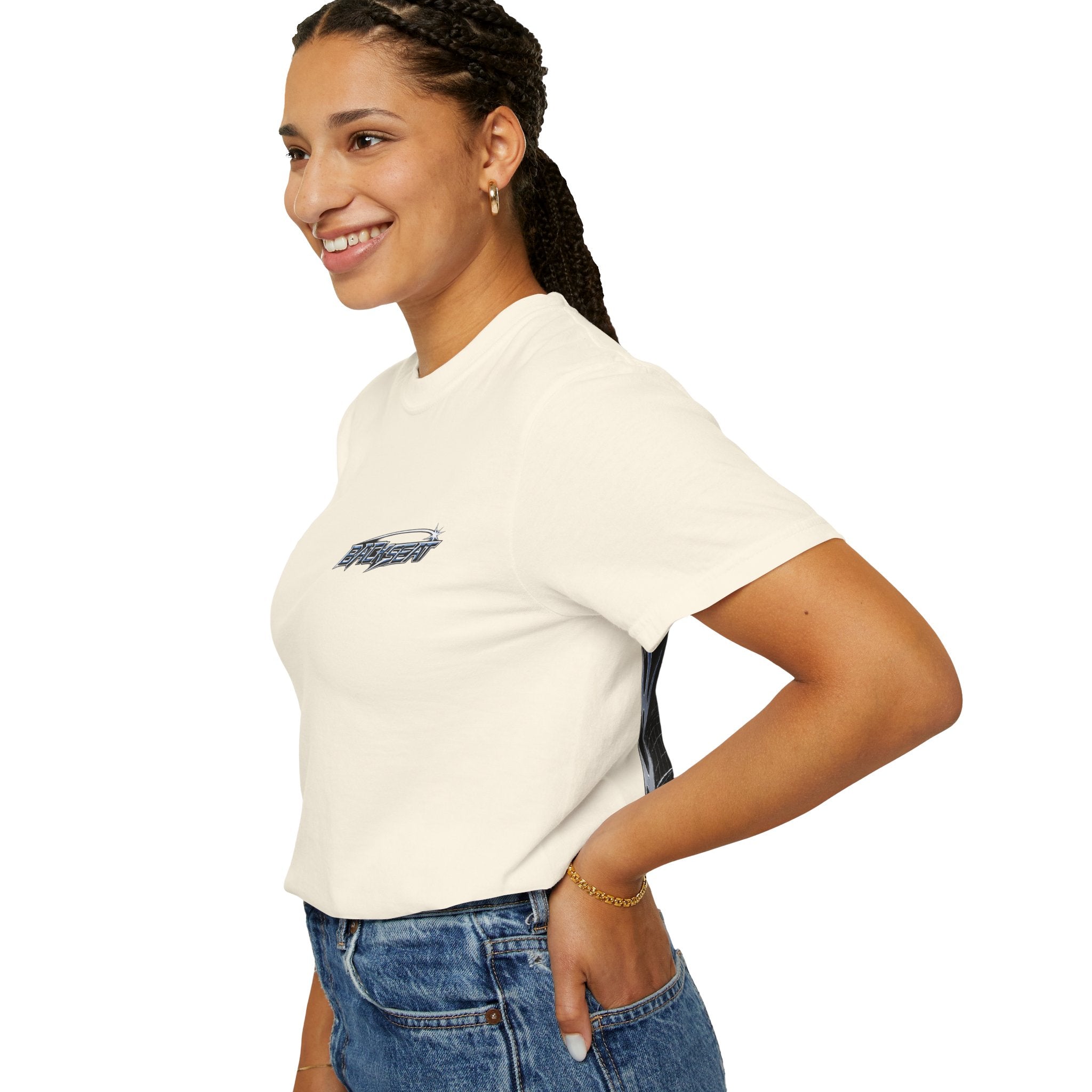 BACKSEAT Midnight Blue Graphic T-Shirt — Retro Racing Streetwear Tee