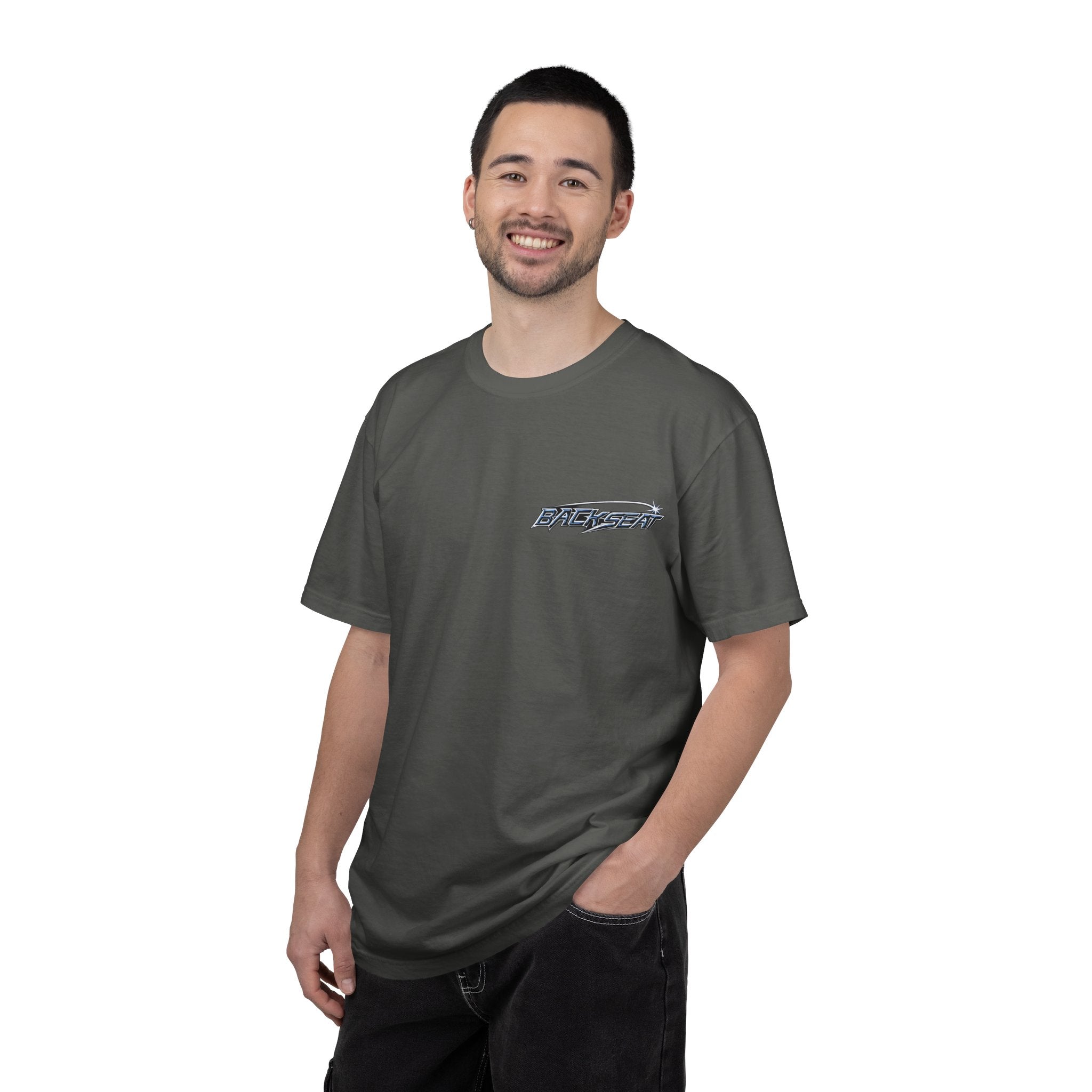 BACKSEAT Midnight Blue Graphic T-Shirt — Retro Racing Streetwear Tee