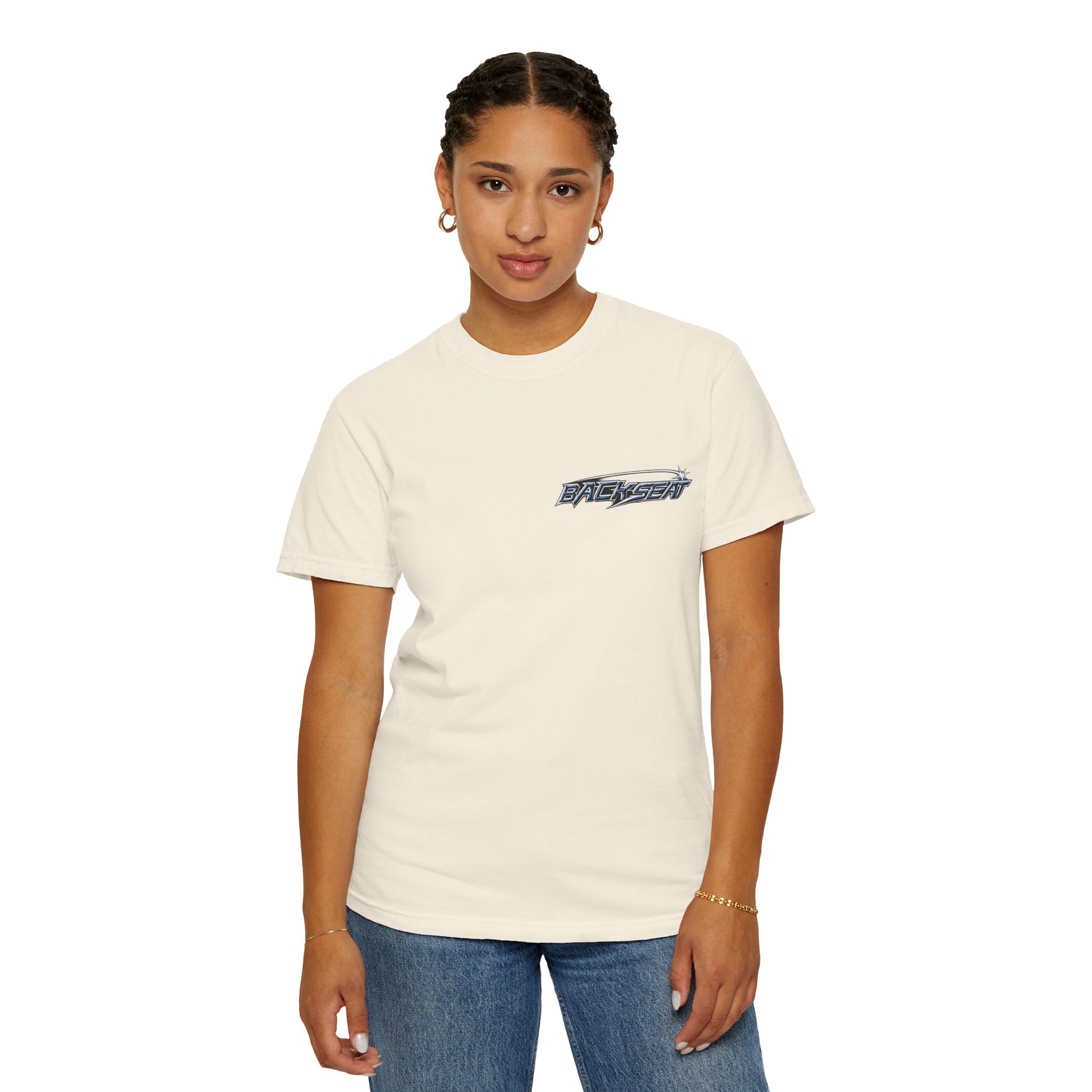 BACKSEAT Midnight Blue Graphic T-Shirt — Retro Racing Streetwear Tee