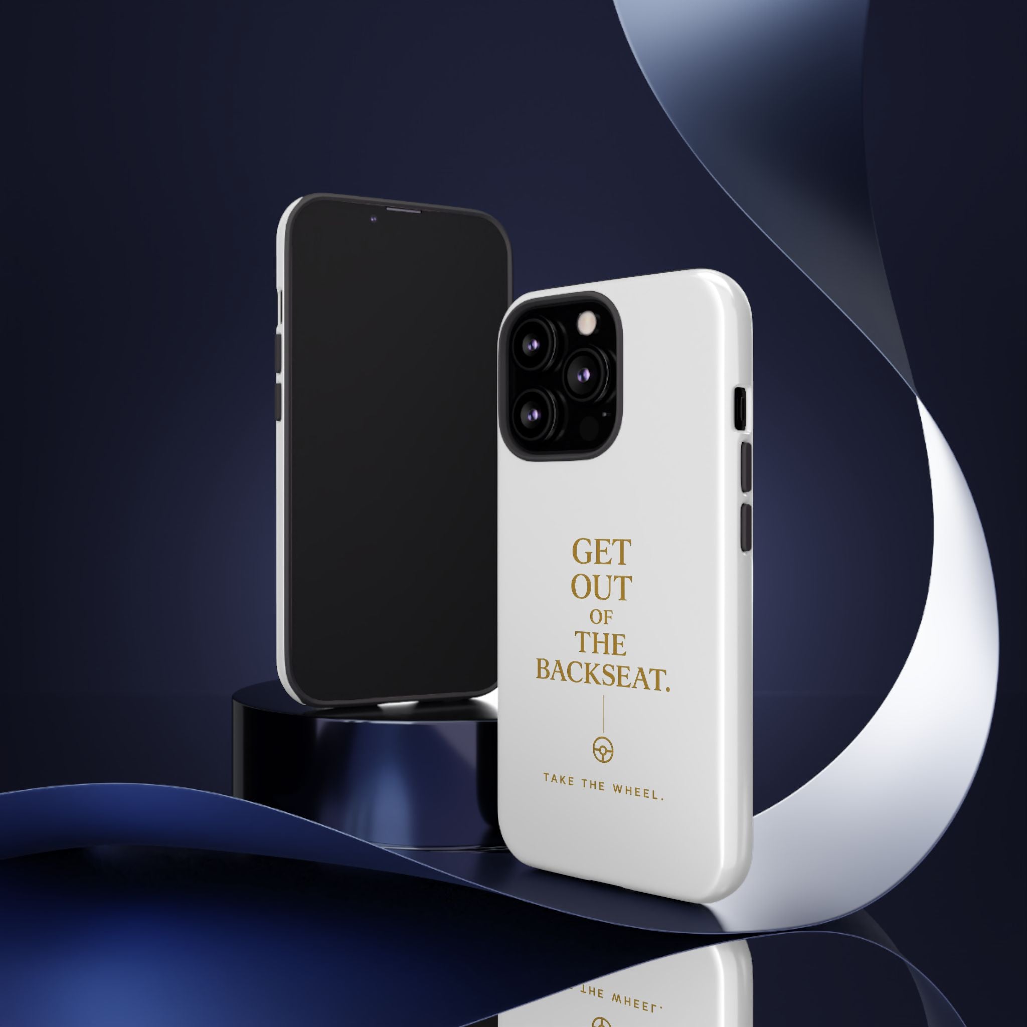 Get Out of the Backseat iPhone Case — Minimal Gold Typography Protective Phone Case