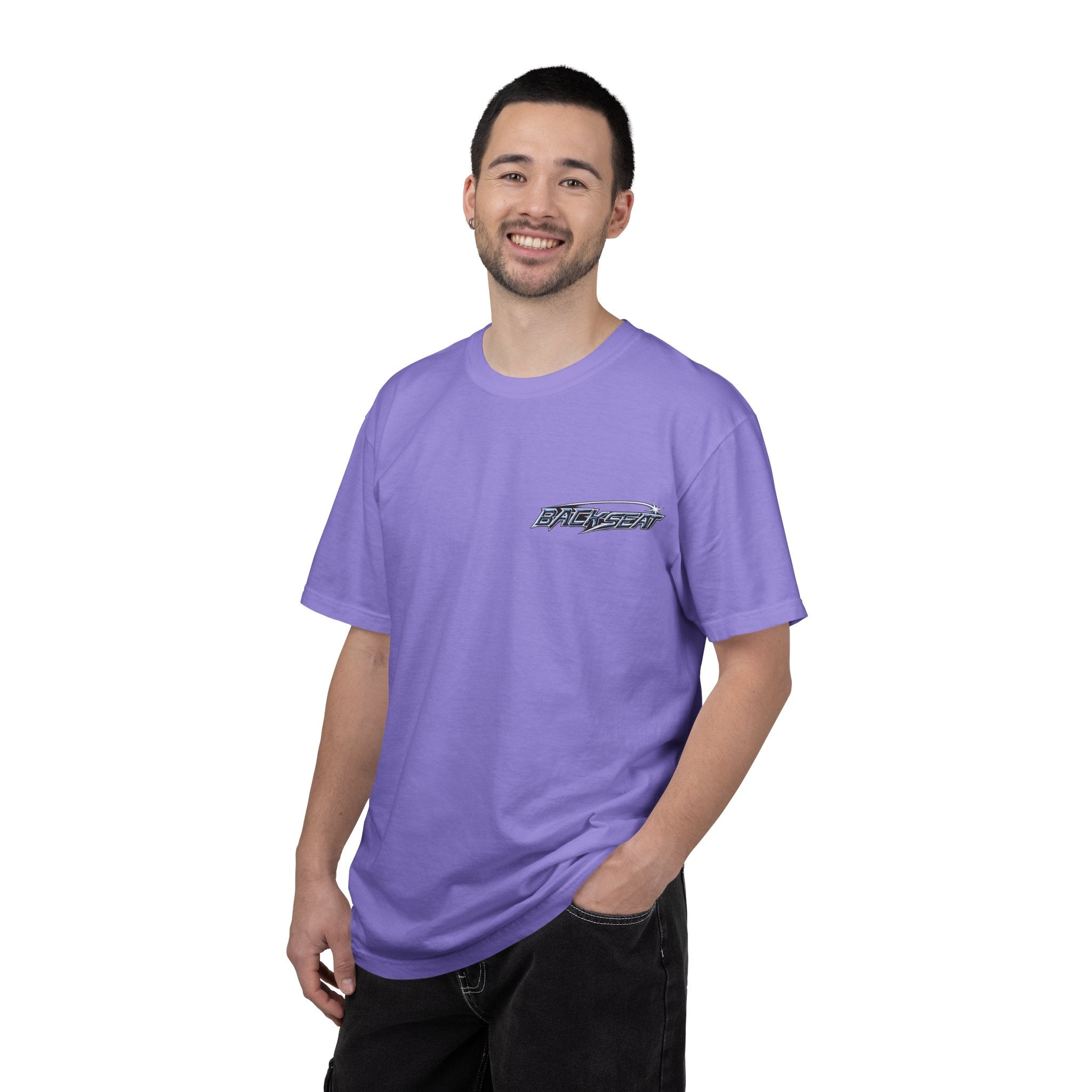 BACKSEAT Midnight Blue Graphic T-Shirt — Retro Racing Streetwear Tee