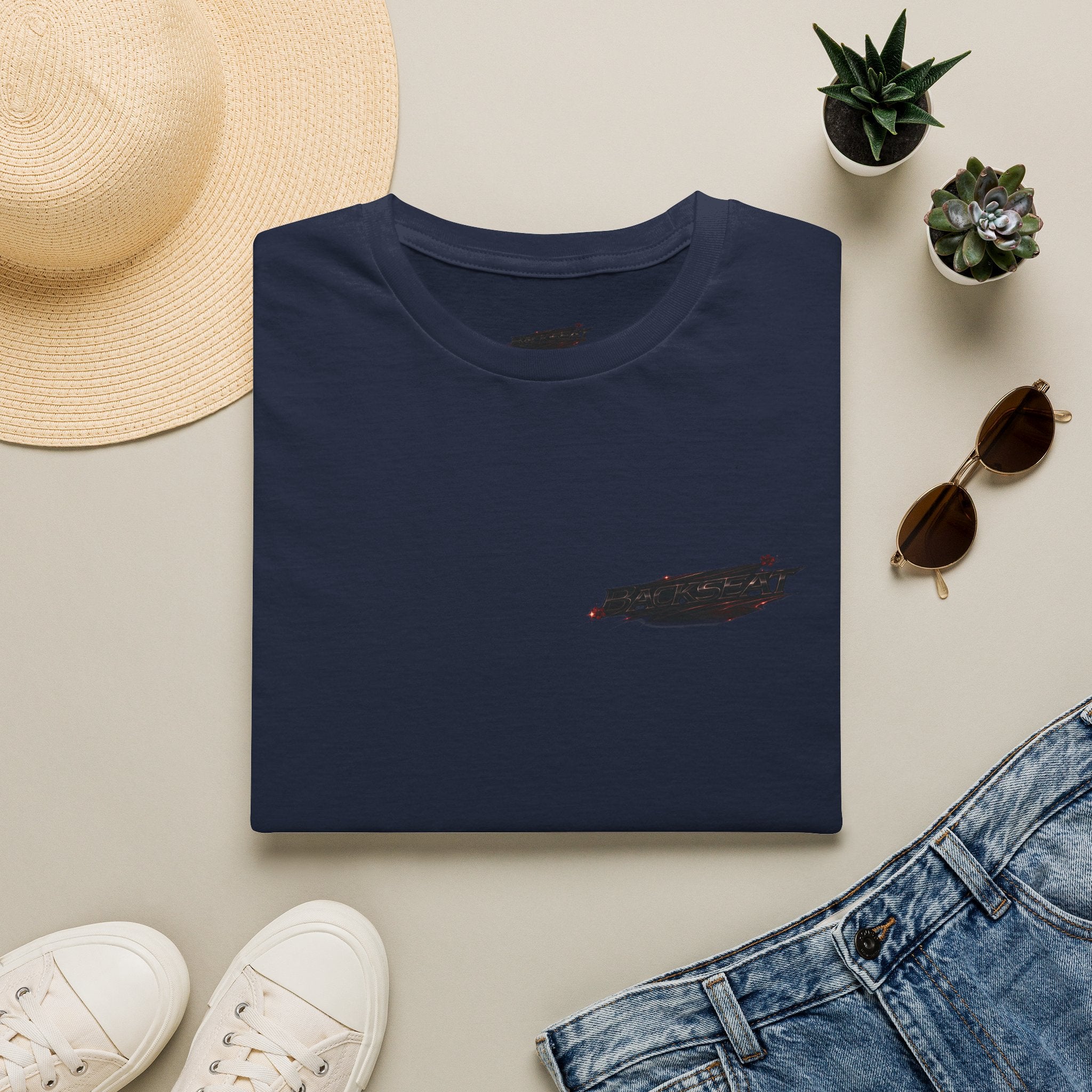 Minimal Black Cherry BACKSEAT T-Shirt — Small Chest Graphic Casual Tee