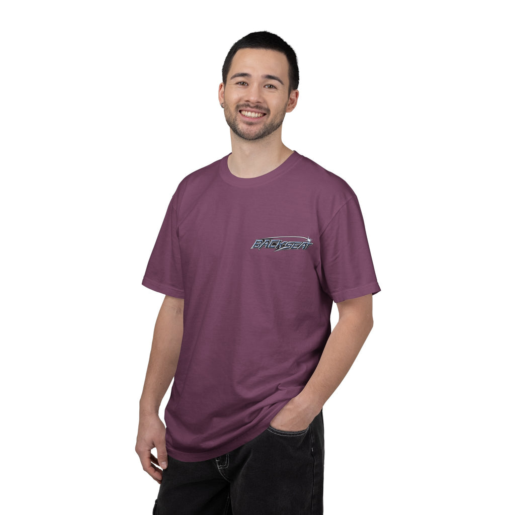 BACKSEAT Midnight Blue Graphic T-Shirt — Retro Racing Streetwear Tee