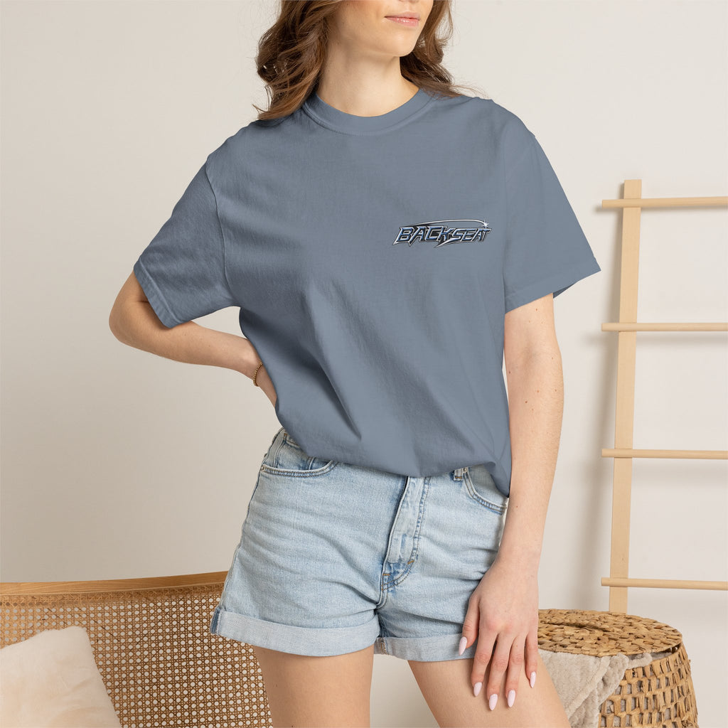BACKSEAT Midnight Blue Graphic T-Shirt — Retro Racing Streetwear Tee