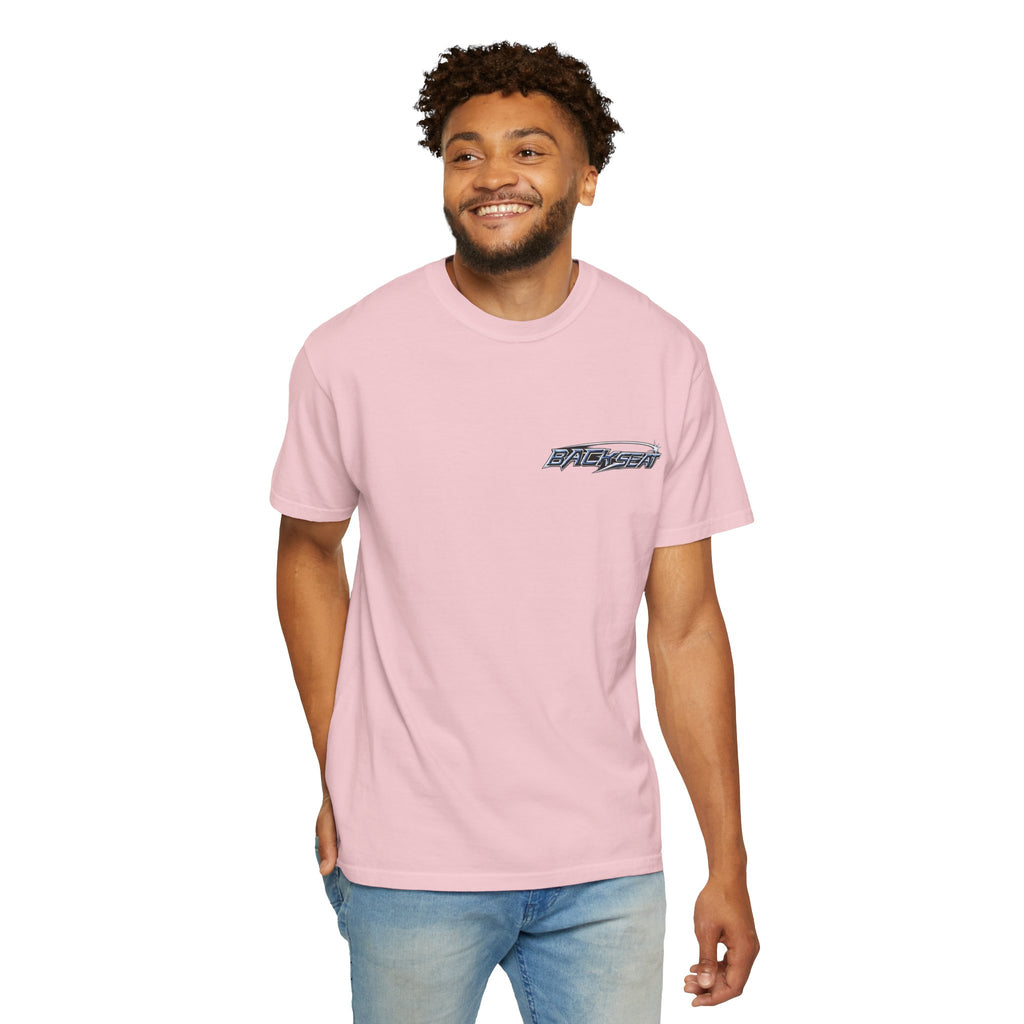 BACKSEAT Midnight Blue Graphic T-Shirt — Retro Racing Streetwear Tee