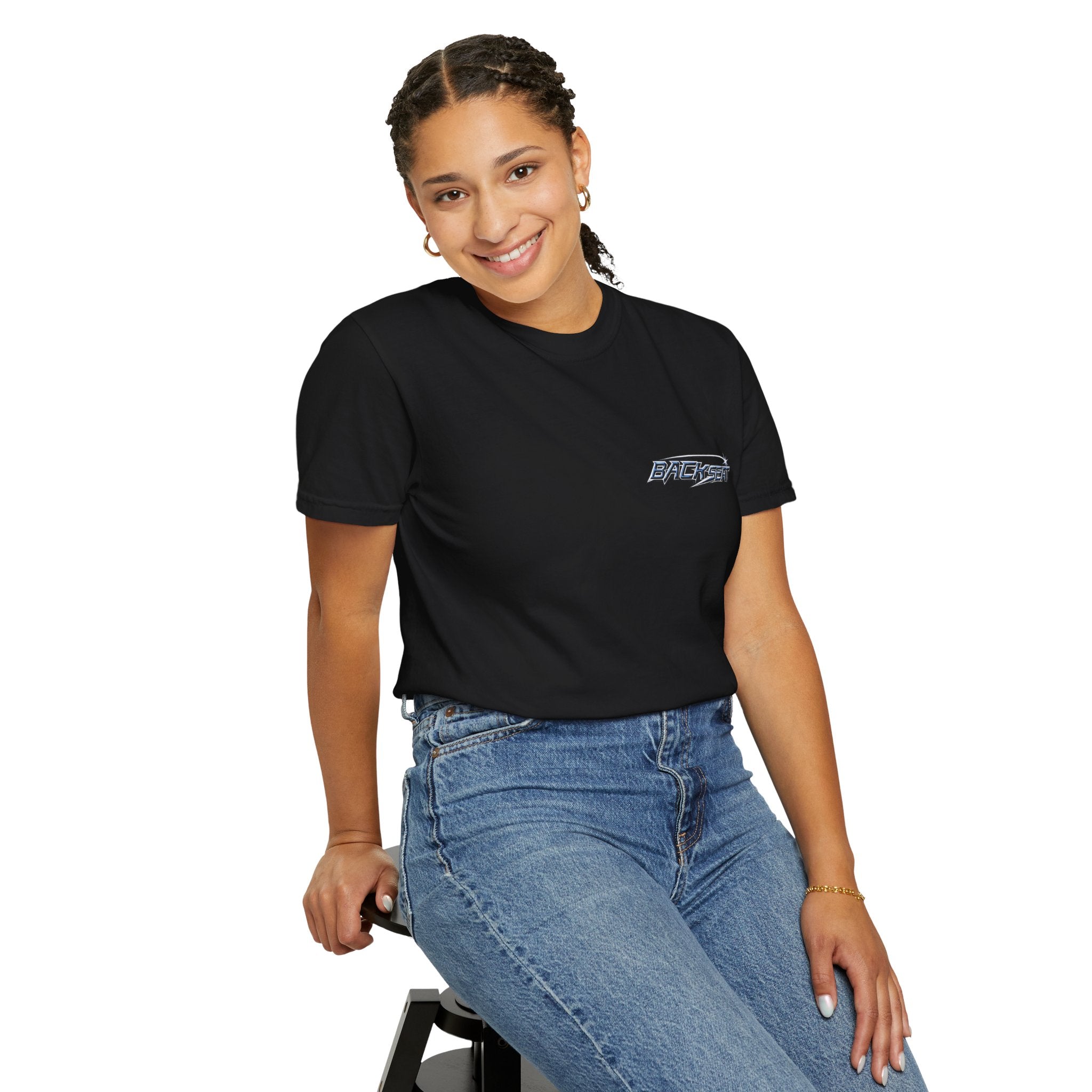BACKSEAT Midnight Blue Graphic T-Shirt — Retro Racing Streetwear Tee