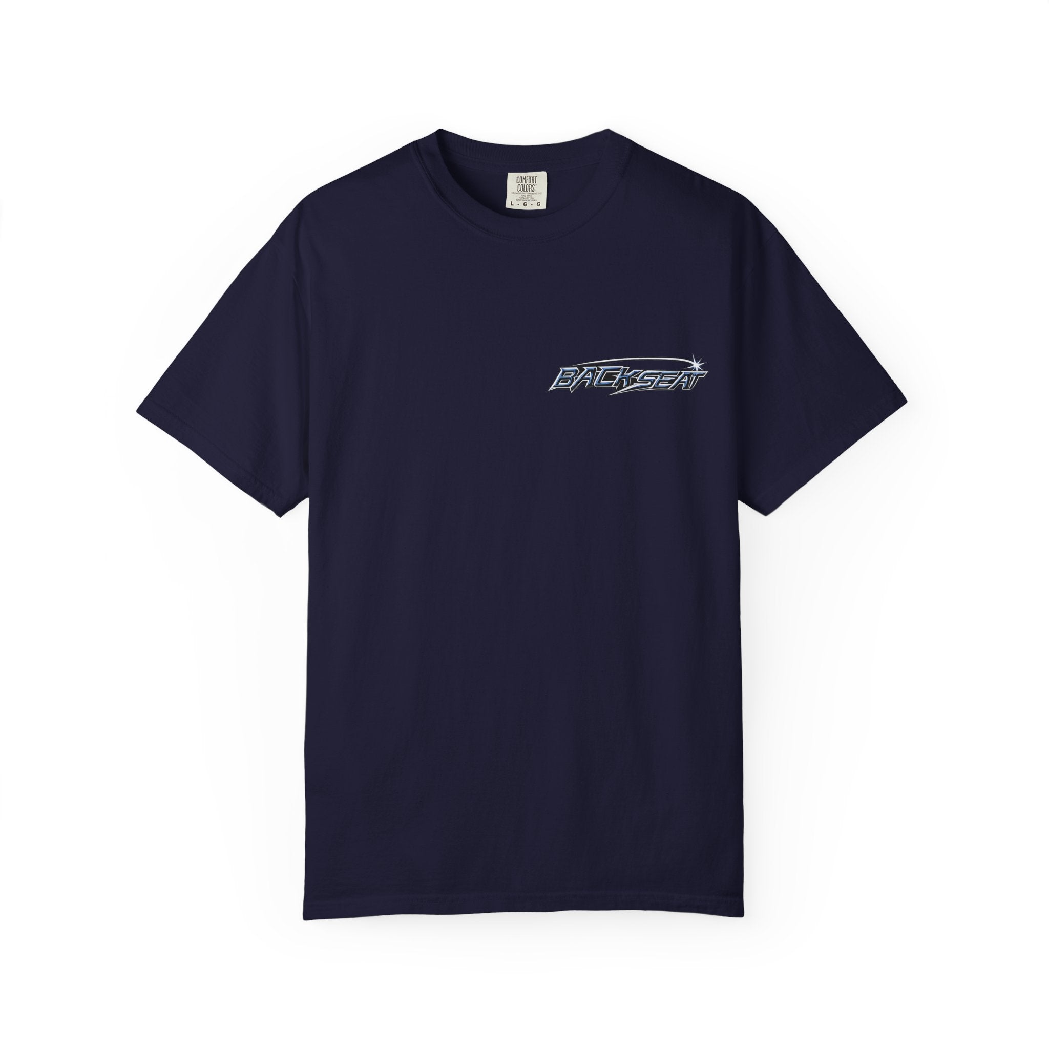 BACKSEAT Midnight Blue Graphic T-Shirt — Retro Racing Streetwear Tee