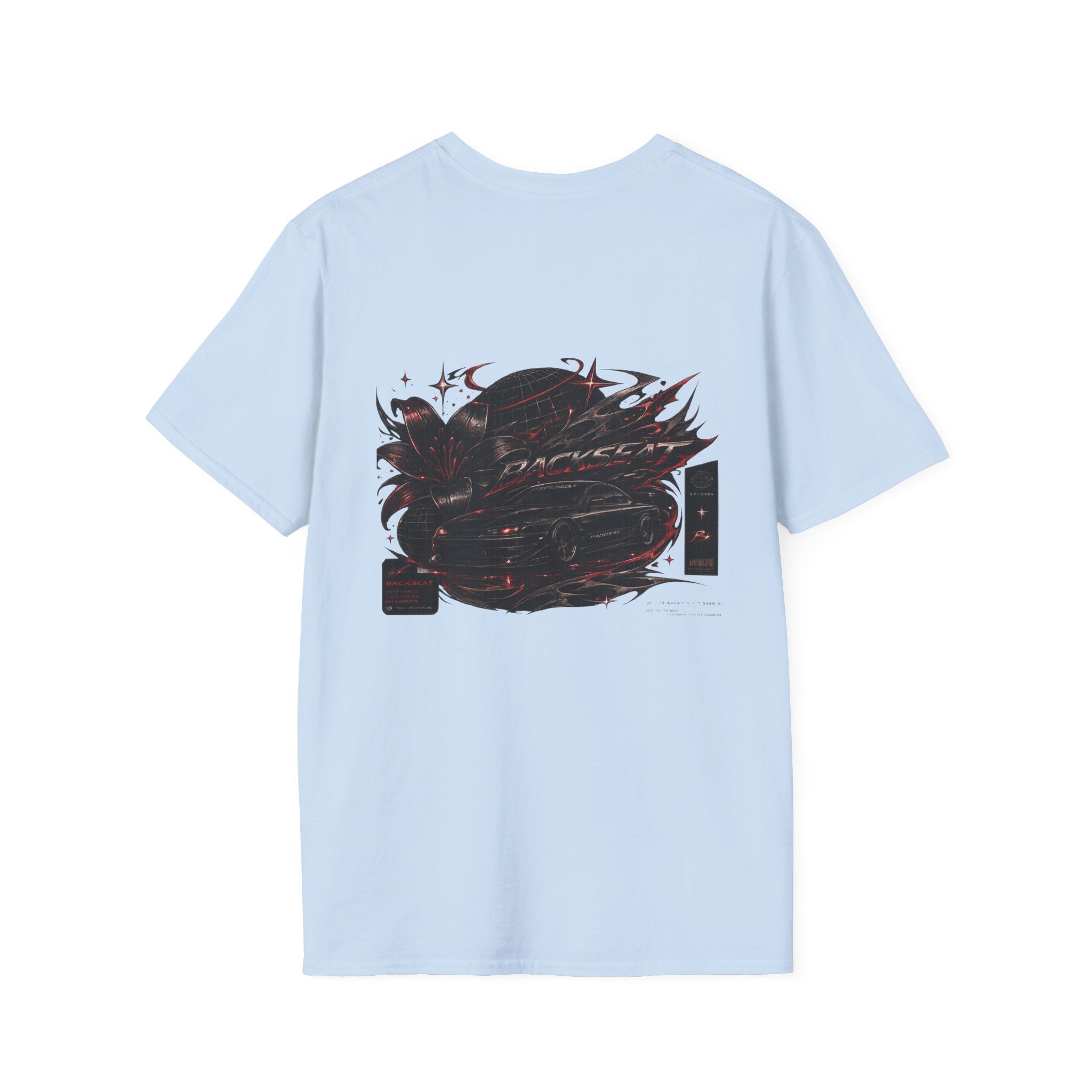 Minimal Black Cherry BACKSEAT T-Shirt — Small Chest Graphic Casual Tee