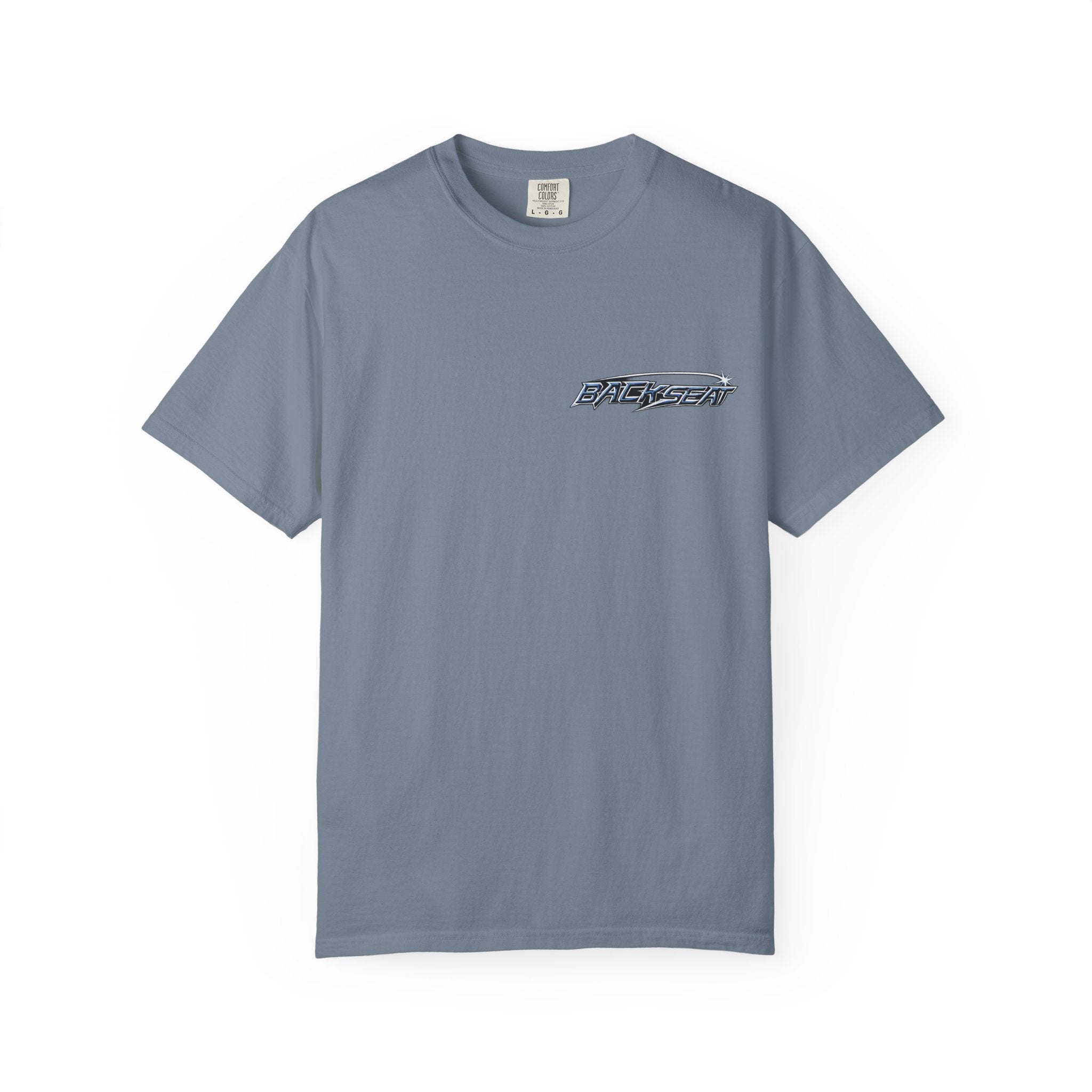 BACKSEAT Midnight Blue Graphic T-Shirt — Retro Racing Streetwear Tee