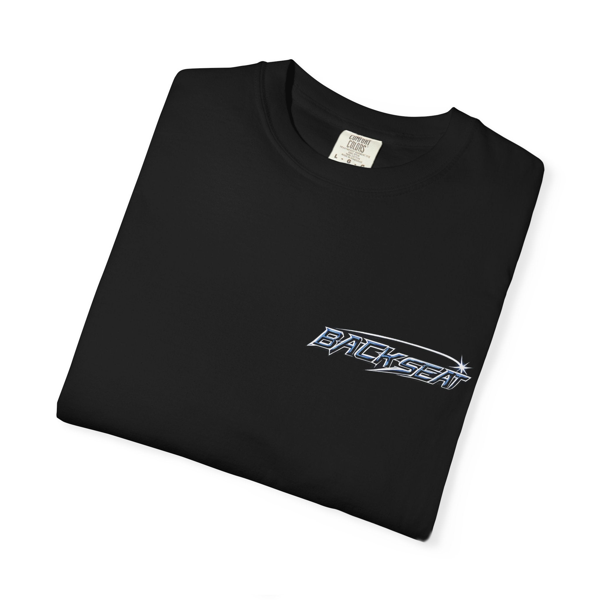 BACKSEAT Midnight Blue Graphic T-Shirt — Retro Racing Streetwear Tee