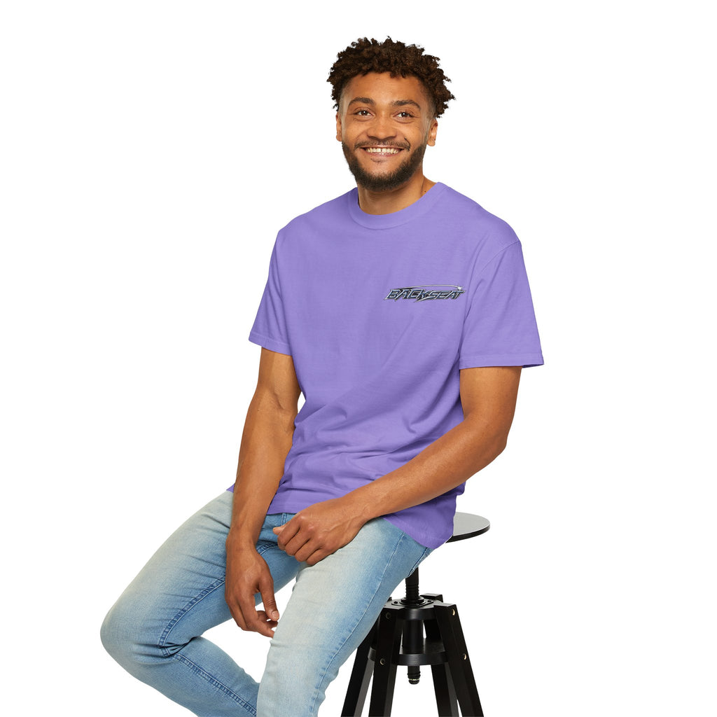 BACKSEAT Midnight Blue Graphic T-Shirt — Retro Racing Streetwear Tee