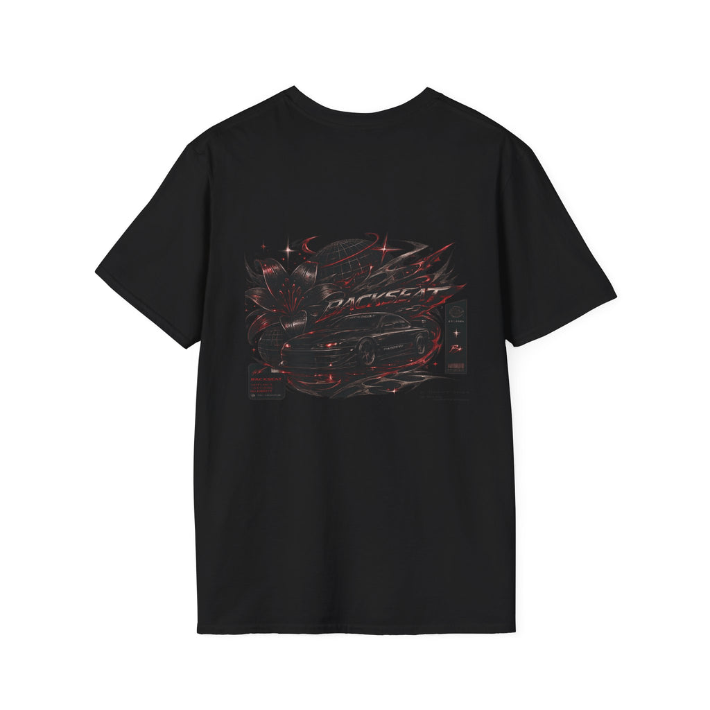 Minimal Black Cherry BACKSEAT T-Shirt — Small Chest Graphic Casual Tee