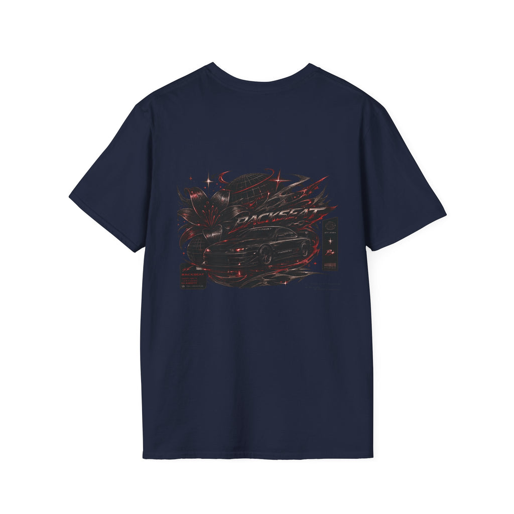 Minimal Black Cherry BACKSEAT T-Shirt — Small Chest Graphic Casual Tee