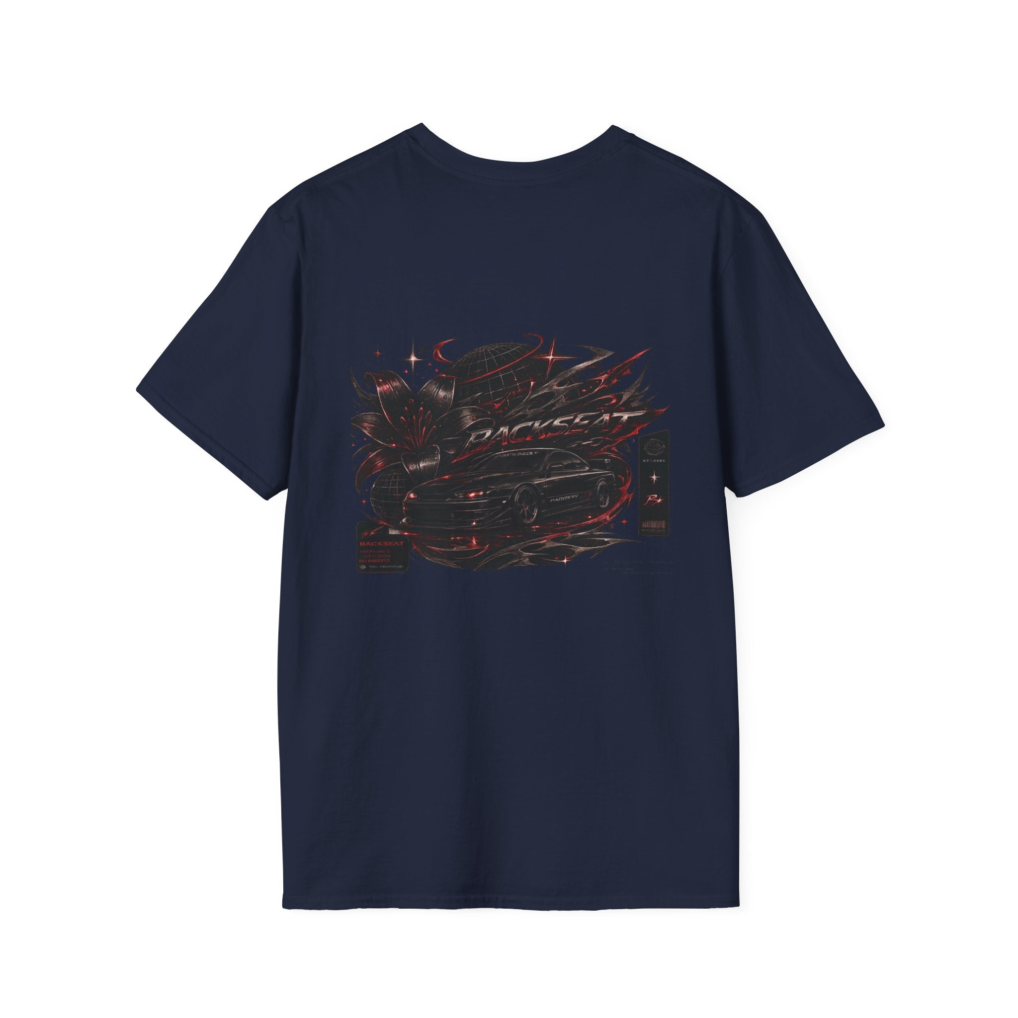 Minimal Black Cherry BACKSEAT T-Shirt — Small Chest Graphic Casual Tee