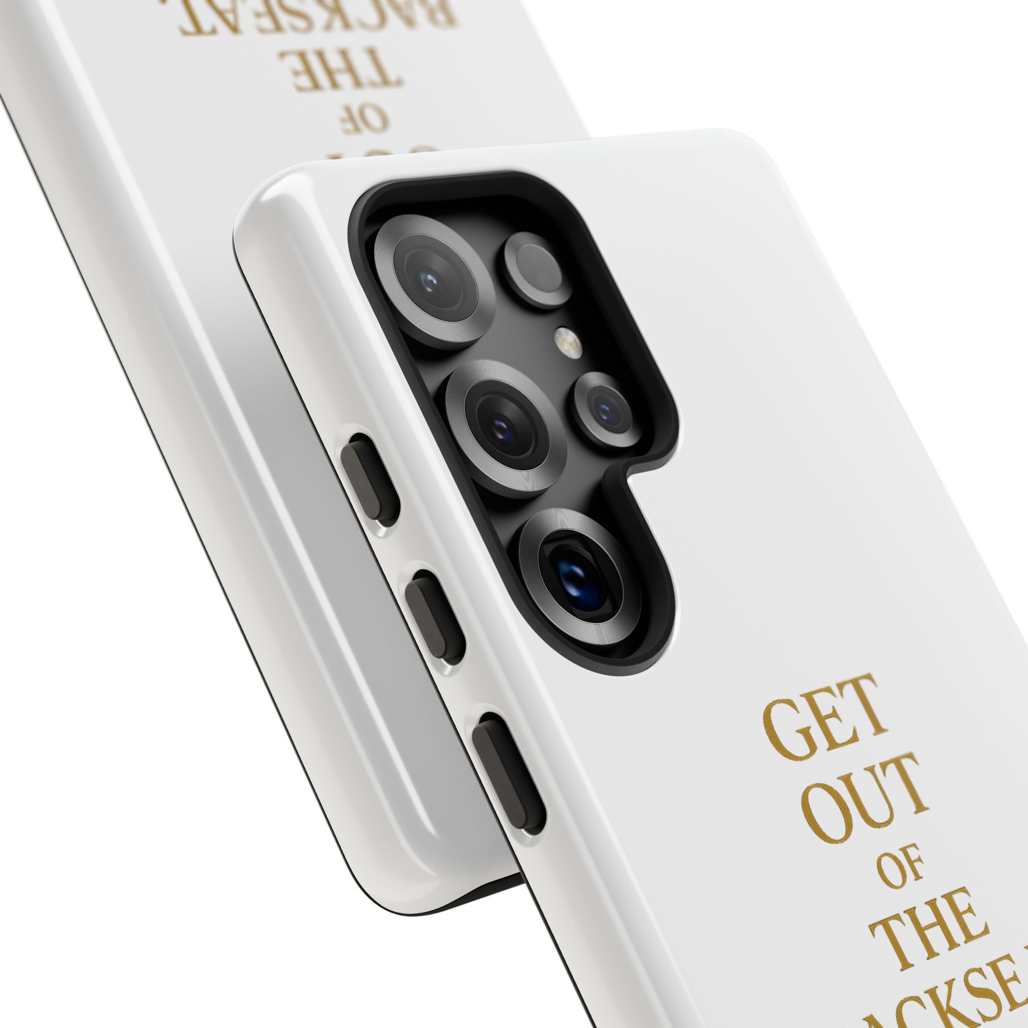 Get Out of the Backseat iPhone Case — Minimal Gold Typography Protective Phone Case
