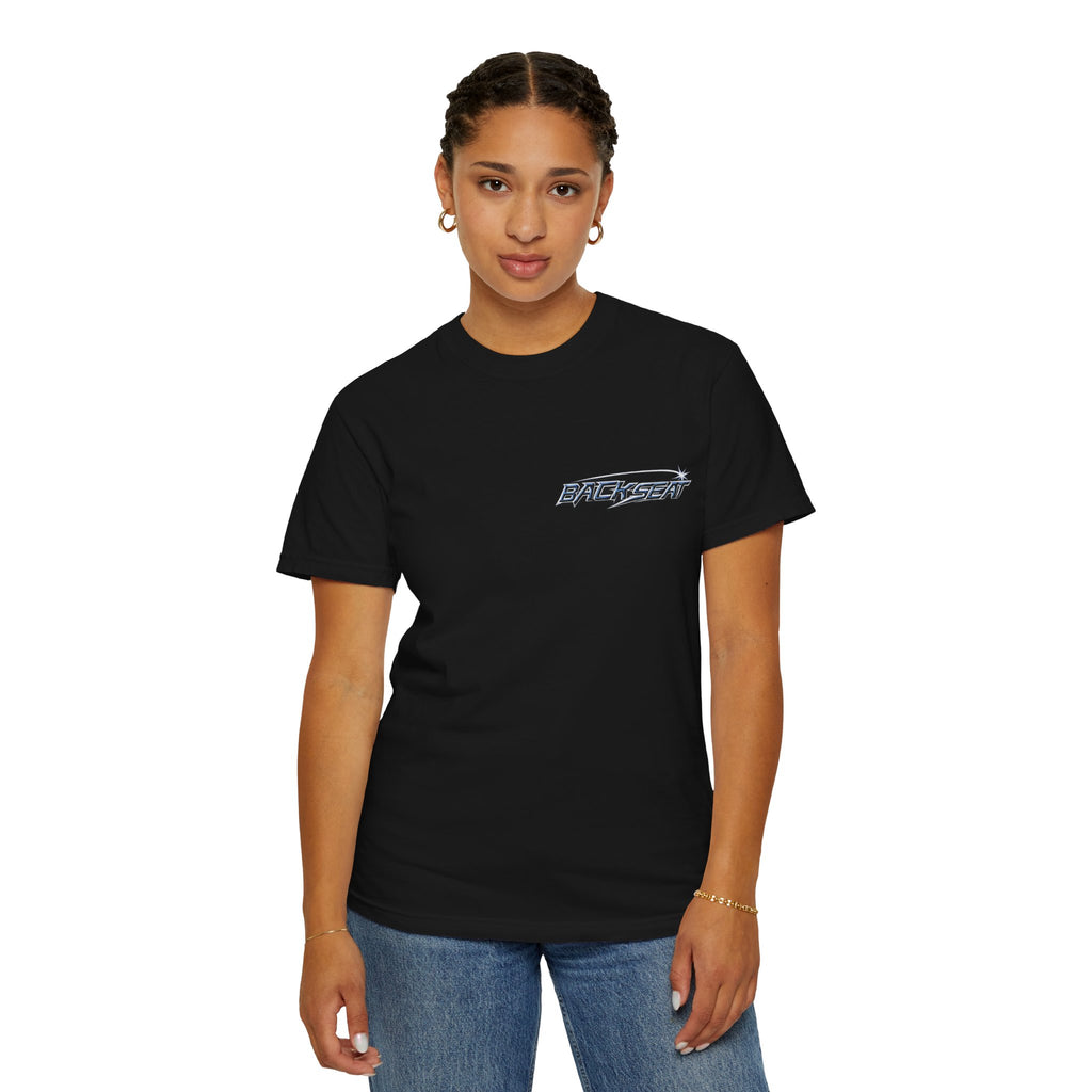 BACKSEAT Midnight Blue Graphic T-Shirt — Retro Racing Streetwear Tee