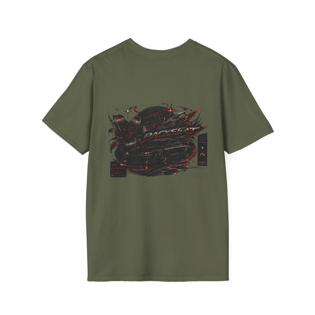 Minimal Black Cherry BACKSEAT T-Shirt — Small Chest Graphic Casual Tee
