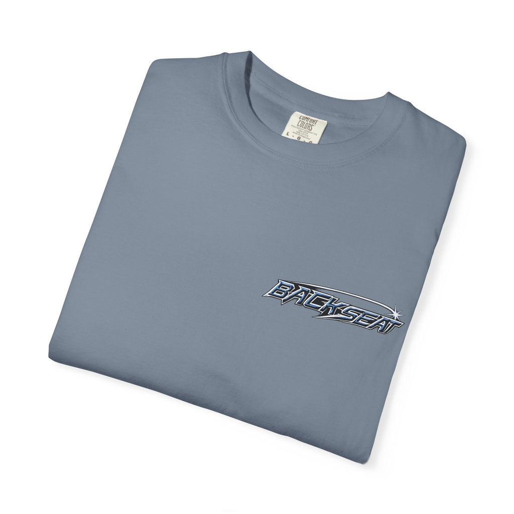 BACKSEAT Midnight Blue Graphic T-Shirt — Retro Racing Streetwear Tee
