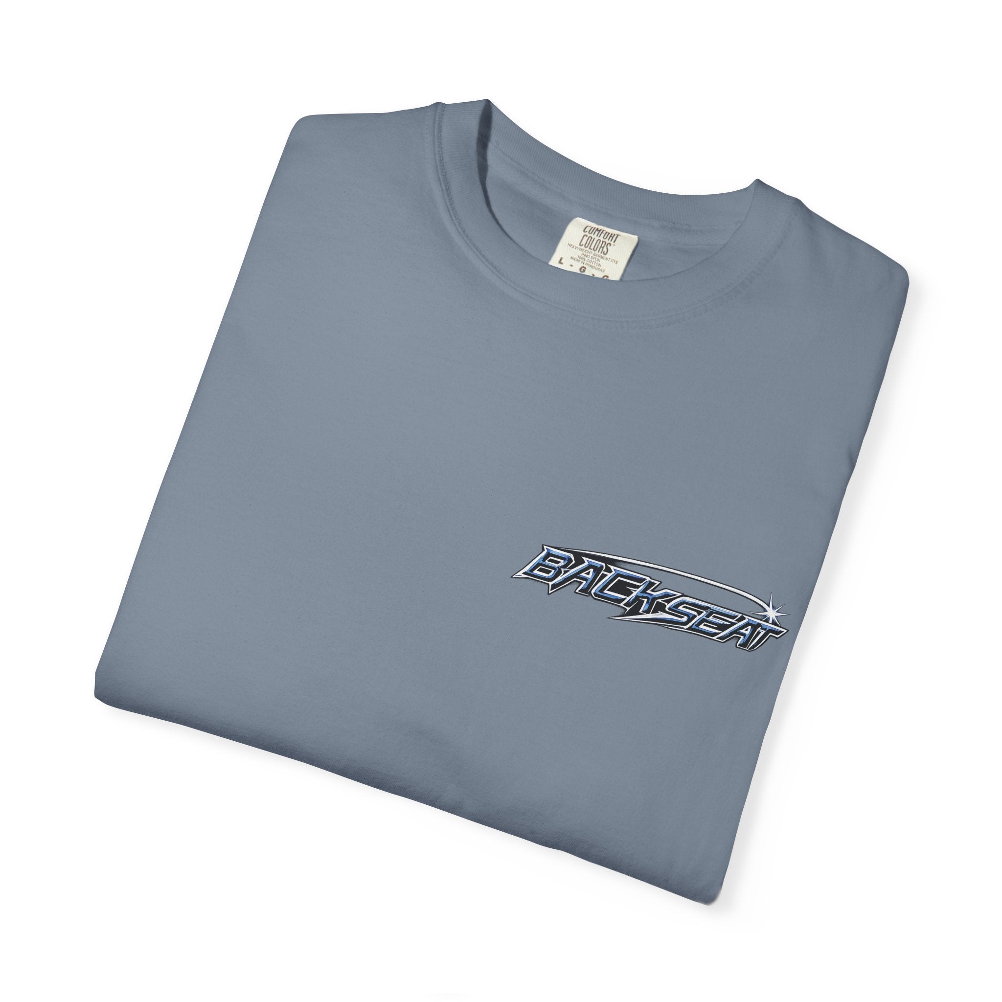 BACKSEAT Midnight Blue Graphic T-Shirt — Retro Racing Streetwear Tee