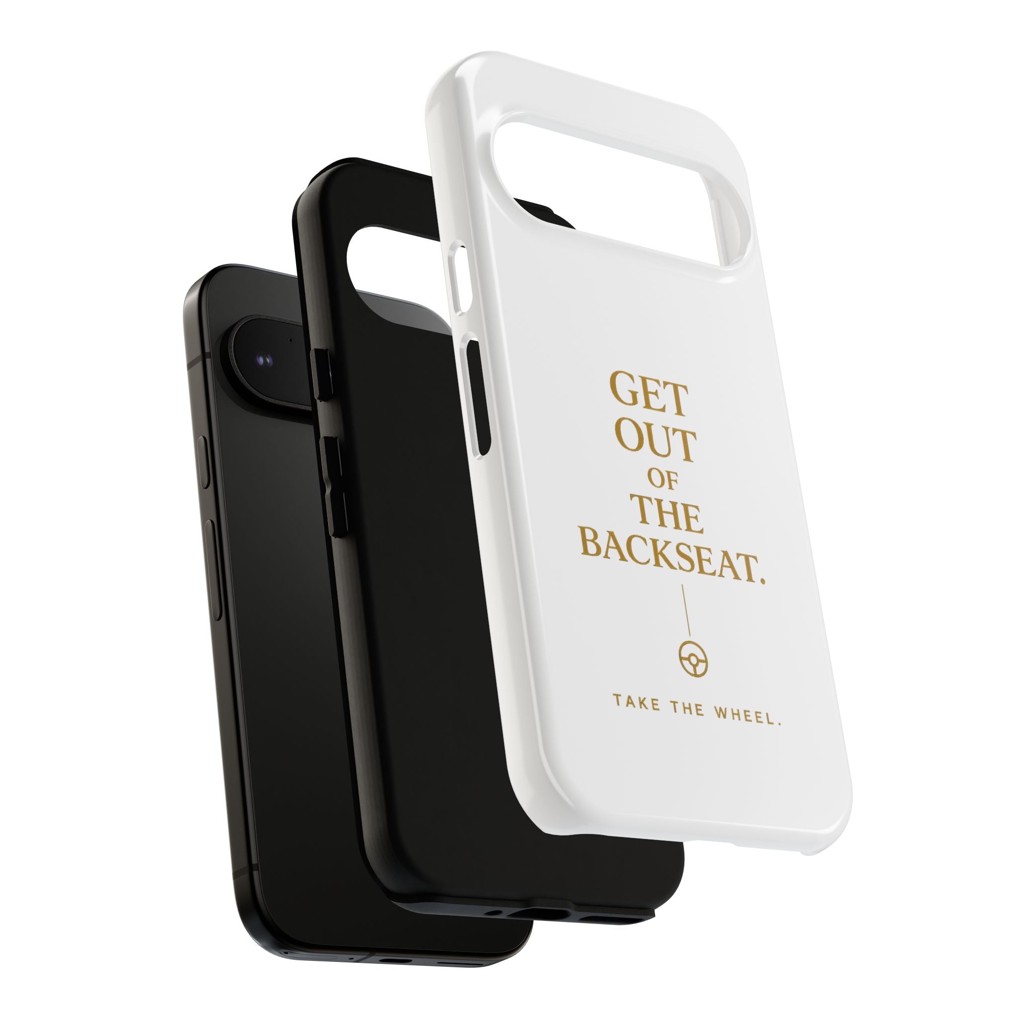 Get Out of the Backseat iPhone Case — Minimal Gold Typography Protective Phone Case