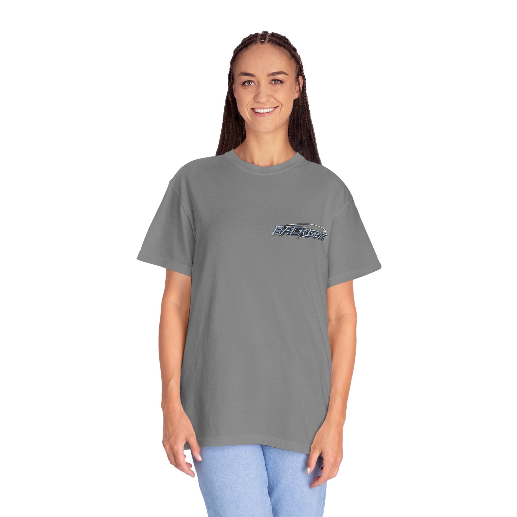 BACKSEAT Midnight Blue Graphic T-Shirt — Retro Racing Streetwear Tee