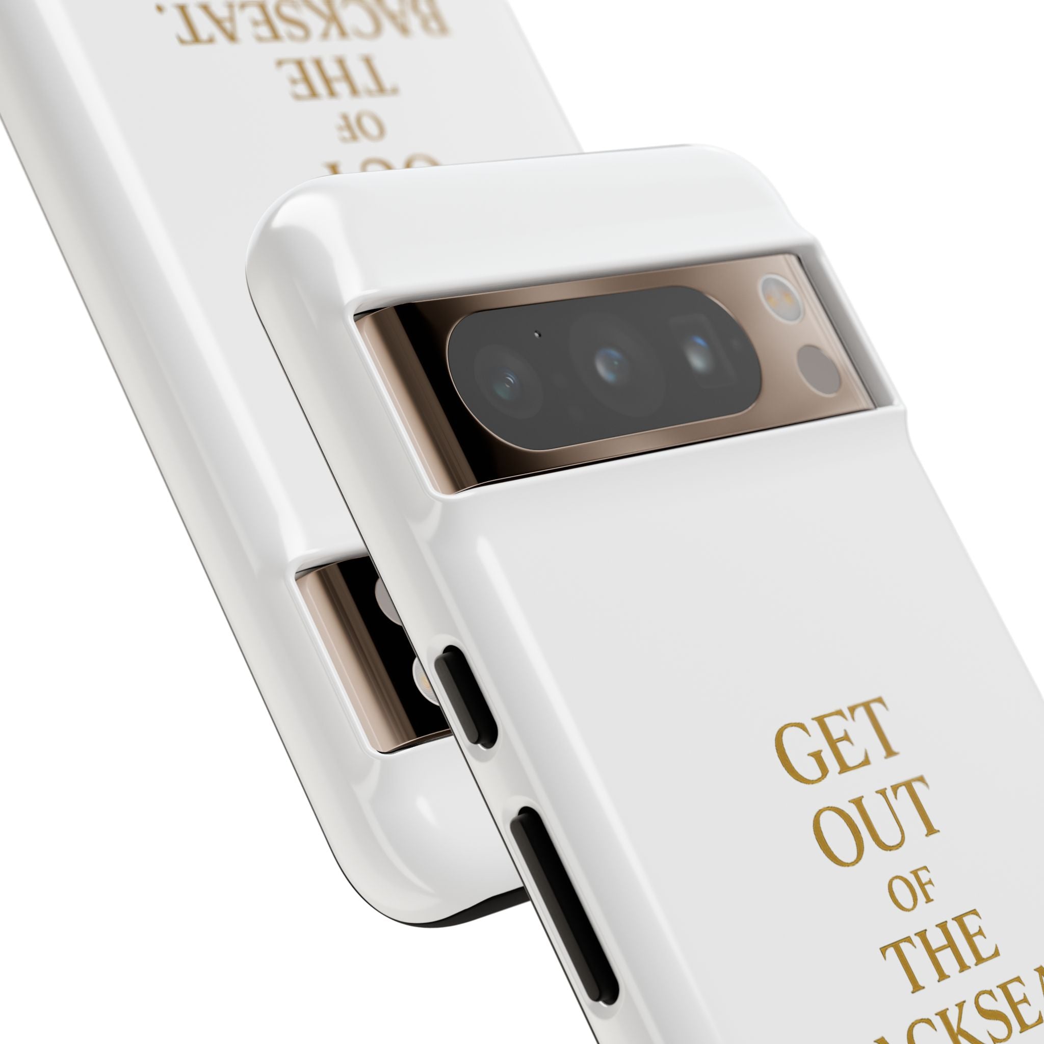Get Out of the Backseat iPhone Case — Minimal Gold Typography Protective Phone Case
