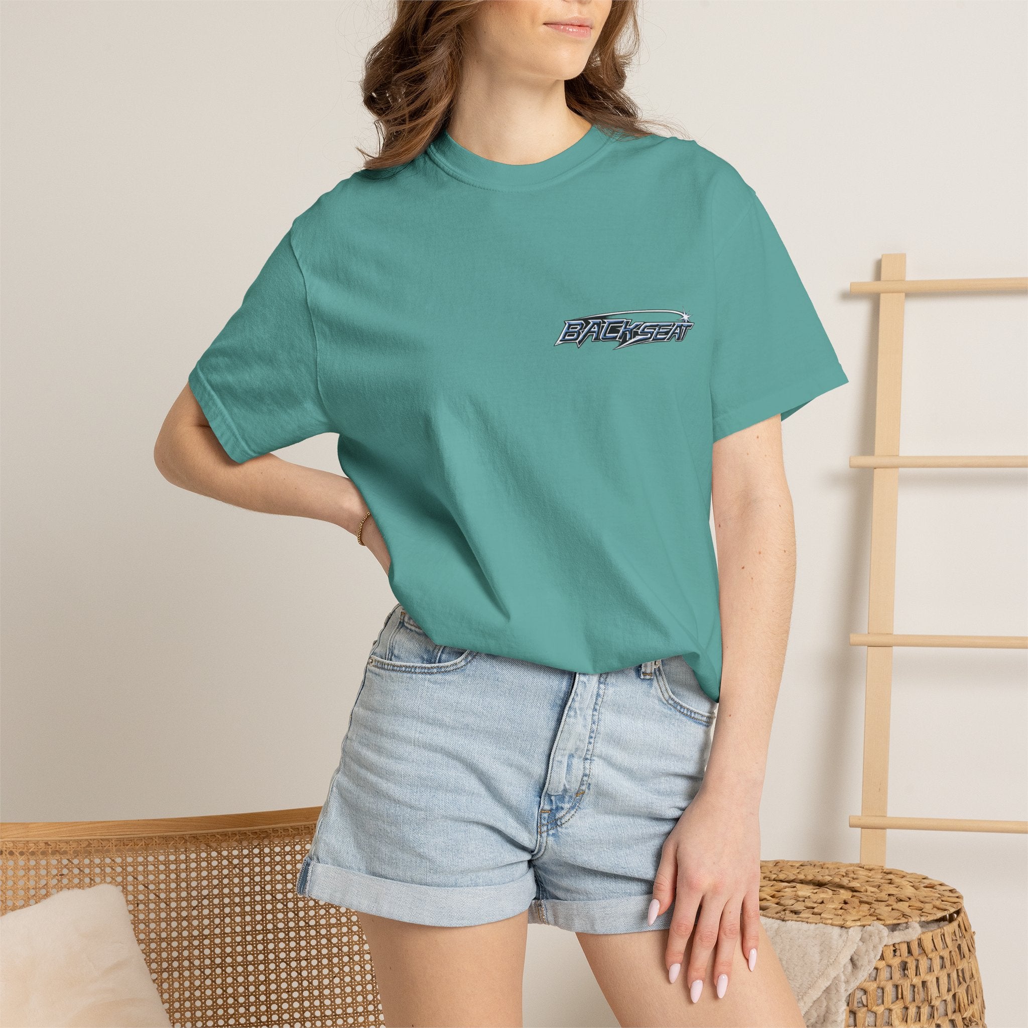 BACKSEAT Midnight Blue Graphic T-Shirt — Retro Racing Streetwear Tee