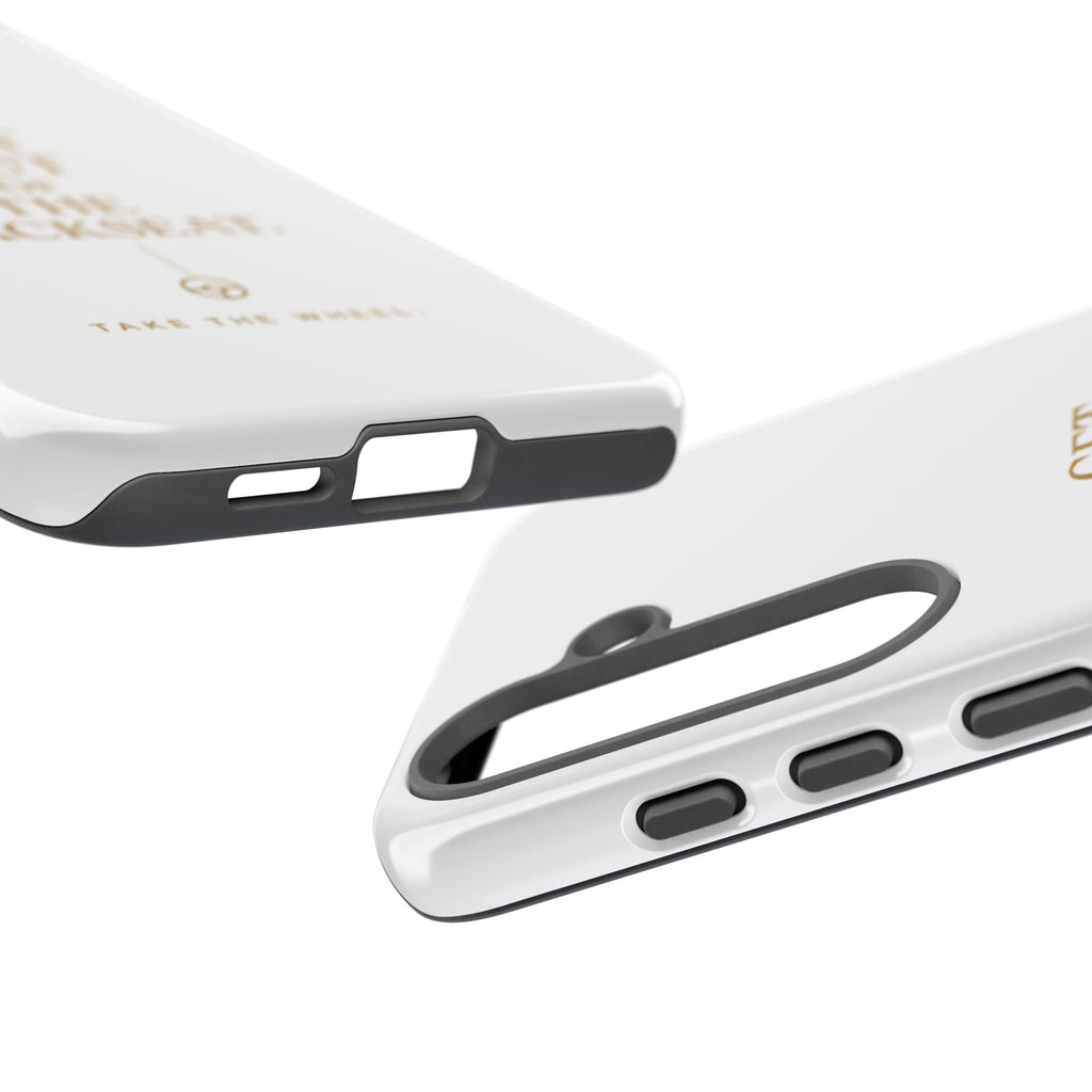 Get Out of the Backseat iPhone Case — Minimal Gold Typography Protective Phone Case
