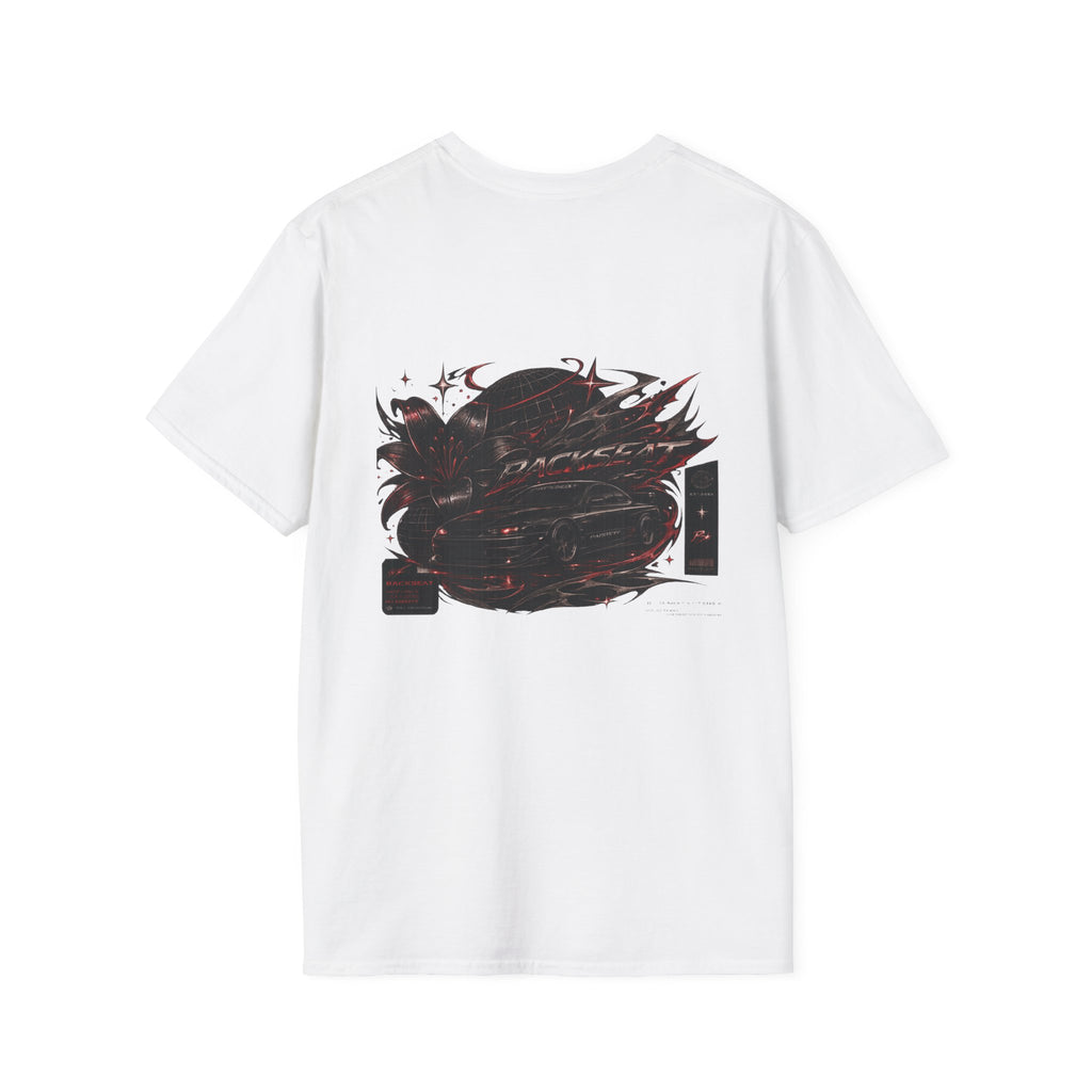 Minimal Black Cherry BACKSEAT T-Shirt — Small Chest Graphic Casual Tee