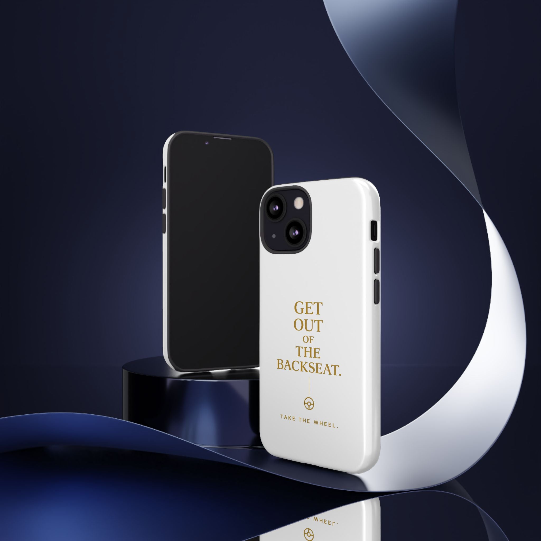 Get Out of the Backseat iPhone Case — Minimal Gold Typography Protective Phone Case