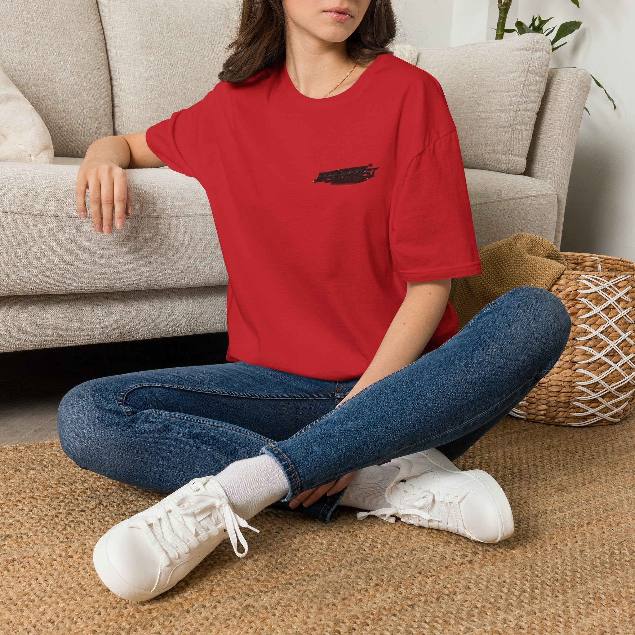 Minimal Black Cherry BACKSEAT T-Shirt — Small Chest Graphic Casual Tee