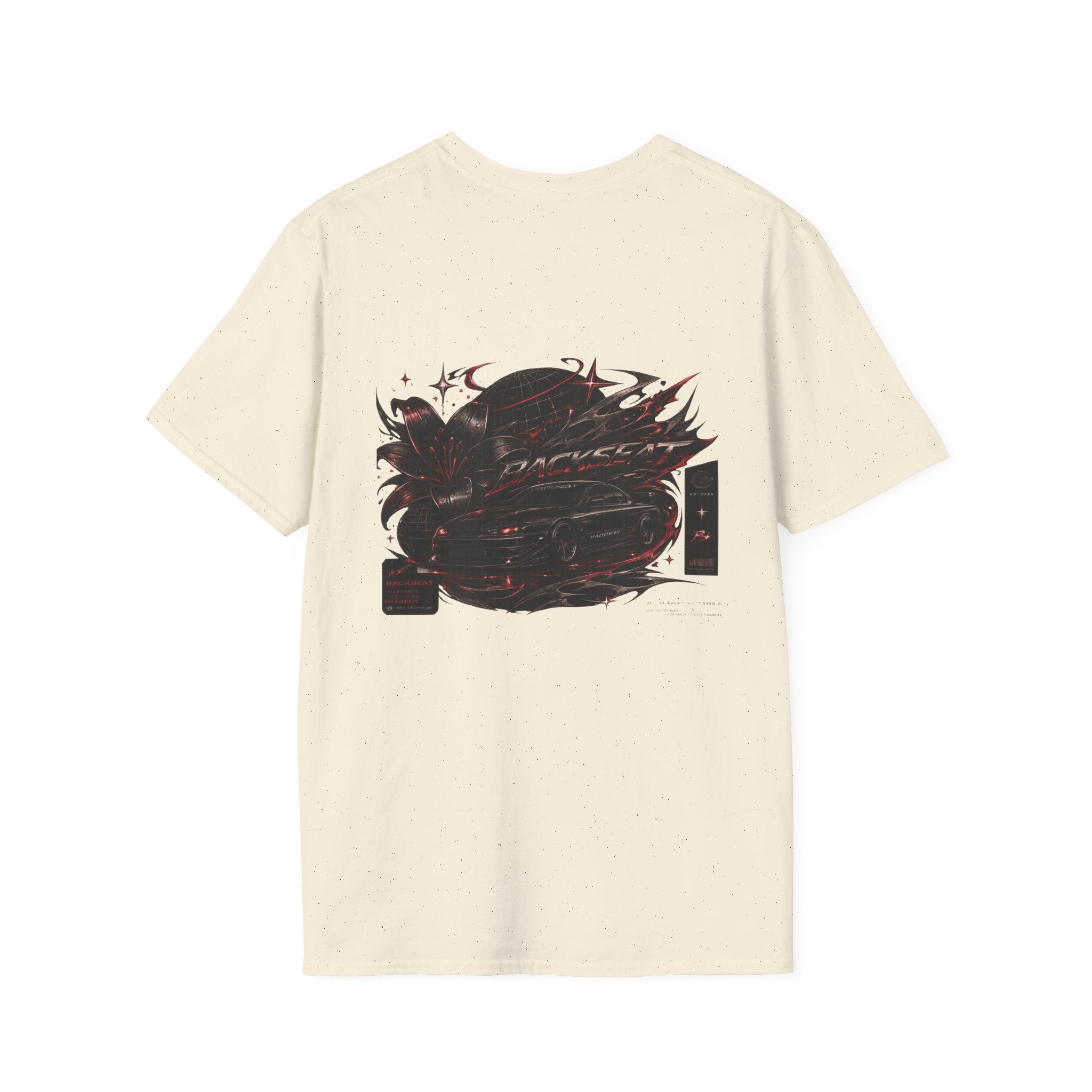 Minimal Black Cherry BACKSEAT T-Shirt — Small Chest Graphic Casual Tee