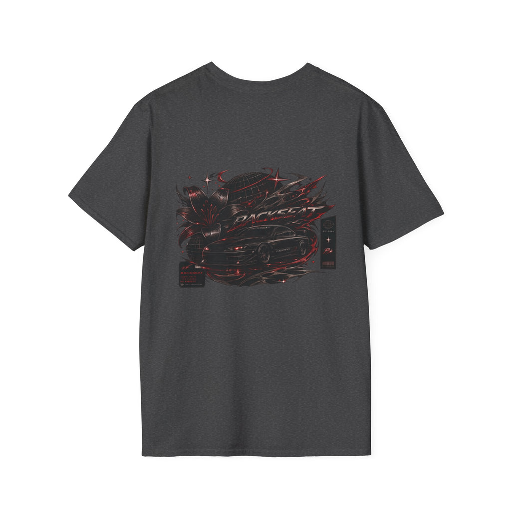 Minimal Black Cherry BACKSEAT T-Shirt — Small Chest Graphic Casual Tee