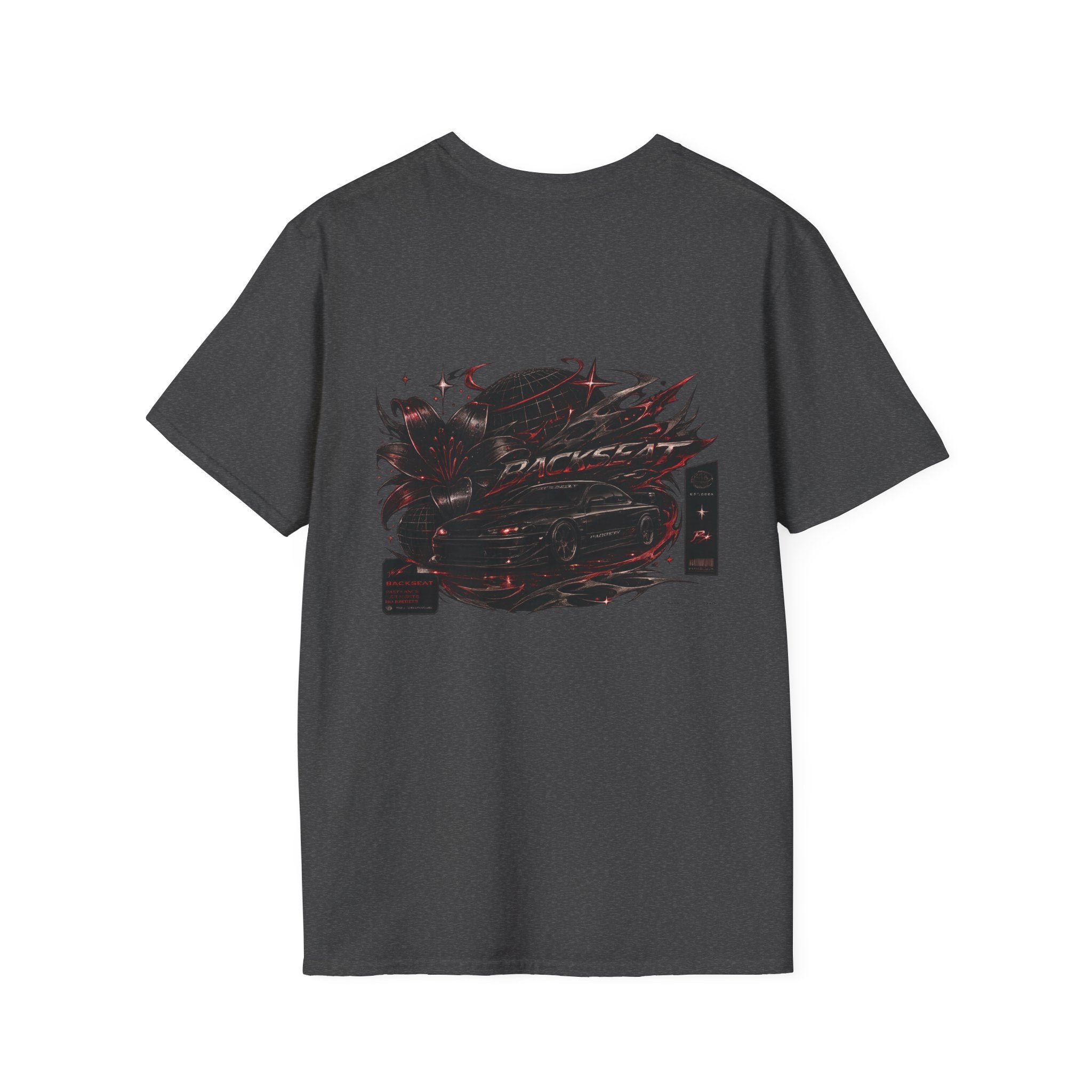 Minimal Black Cherry BACKSEAT T-Shirt — Small Chest Graphic Casual Tee