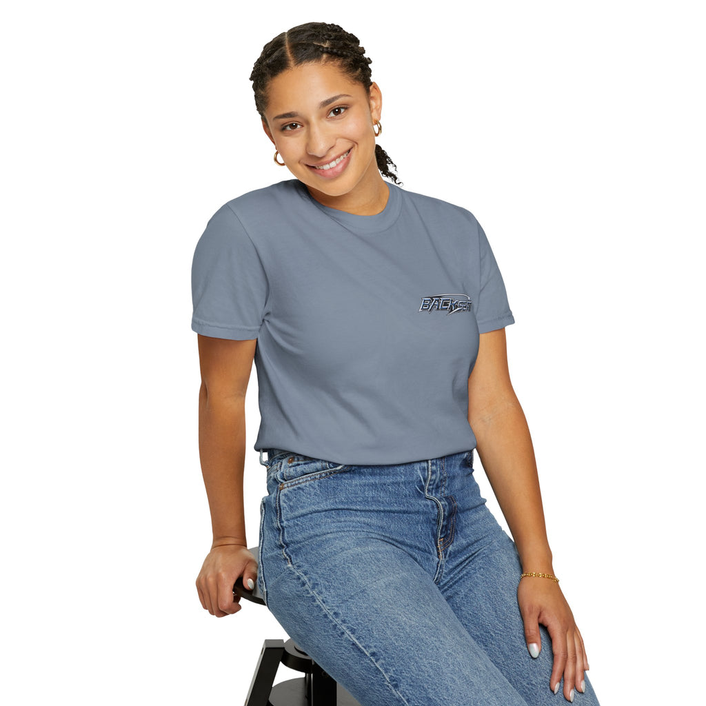 BACKSEAT Midnight Blue Graphic T-Shirt — Retro Racing Streetwear Tee